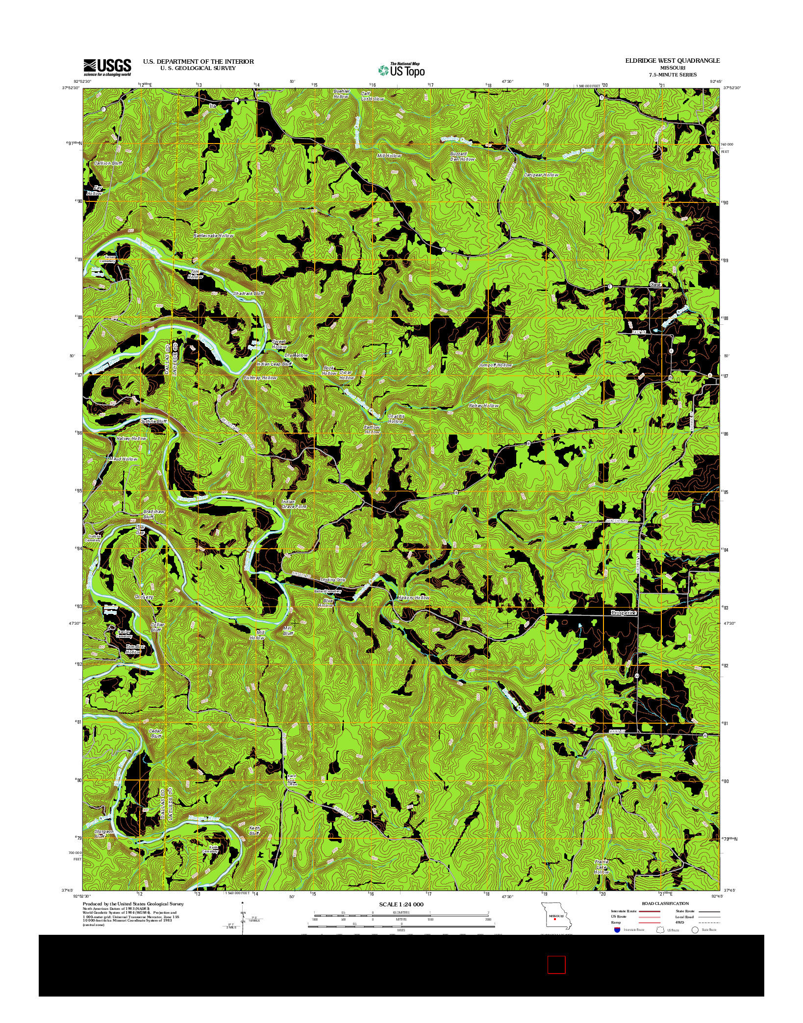 USGS US TOPO 7.5-MINUTE MAP FOR ELDRIDGE WEST, MO 2012