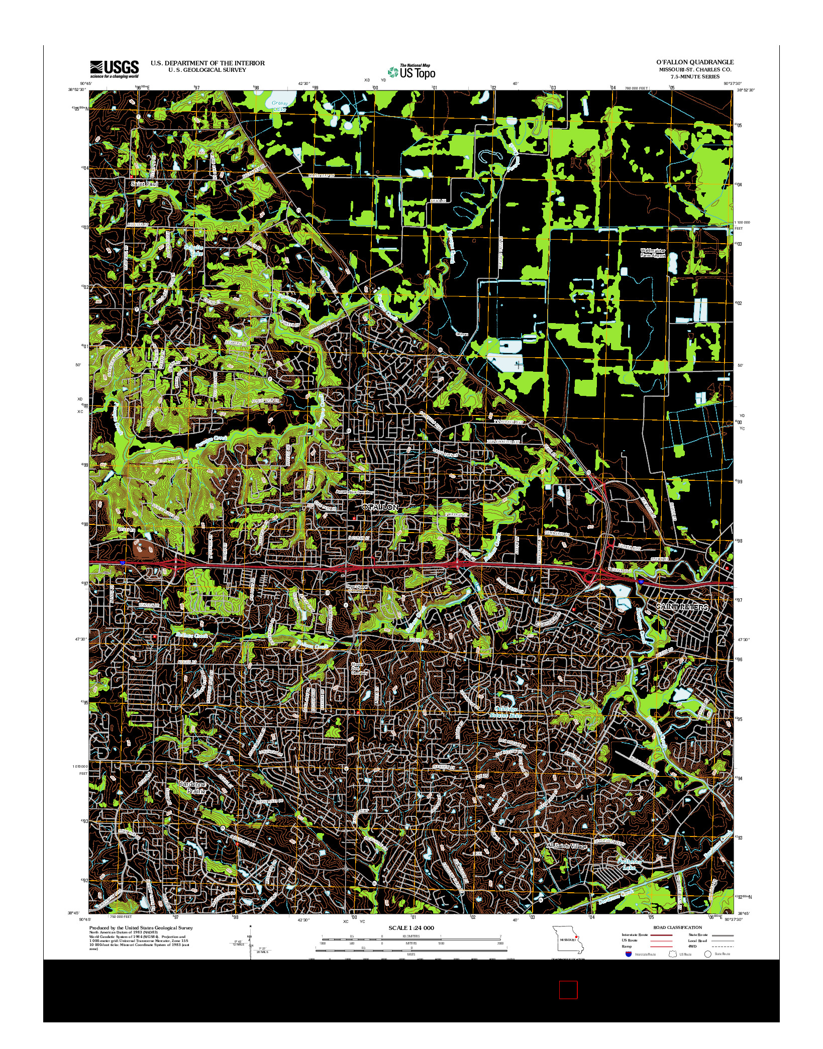 USGS US TOPO 7.5-MINUTE MAP FOR O'FALLON, MO 2012