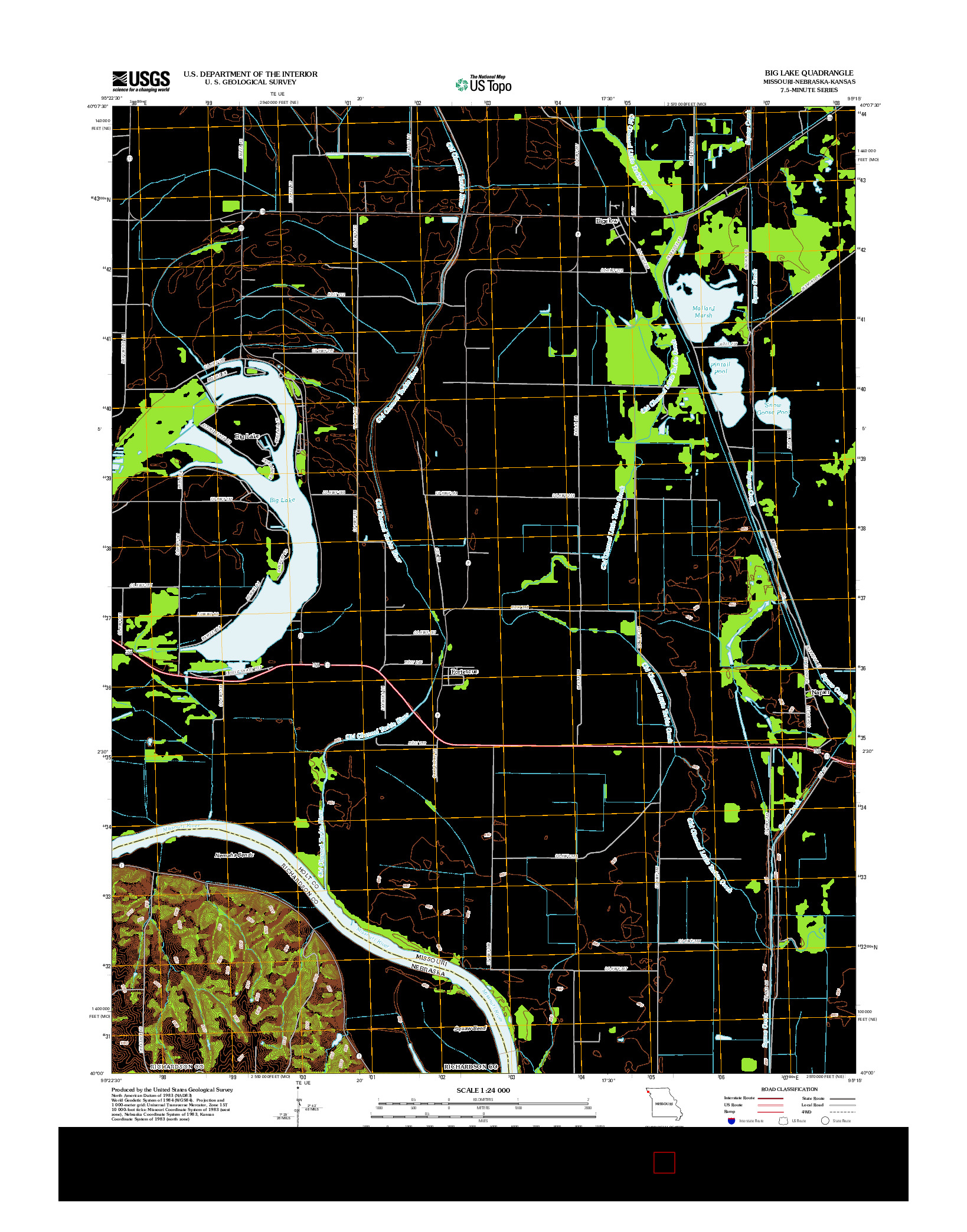 USGS US TOPO 7.5-MINUTE MAP FOR BIG LAKE, MO-NE-KS 2012