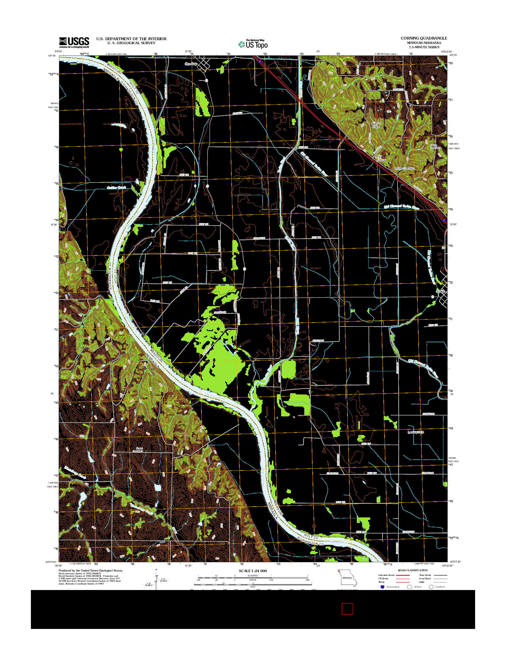 USGS US TOPO 7.5-MINUTE MAP FOR CORNING, MO-NE 2012