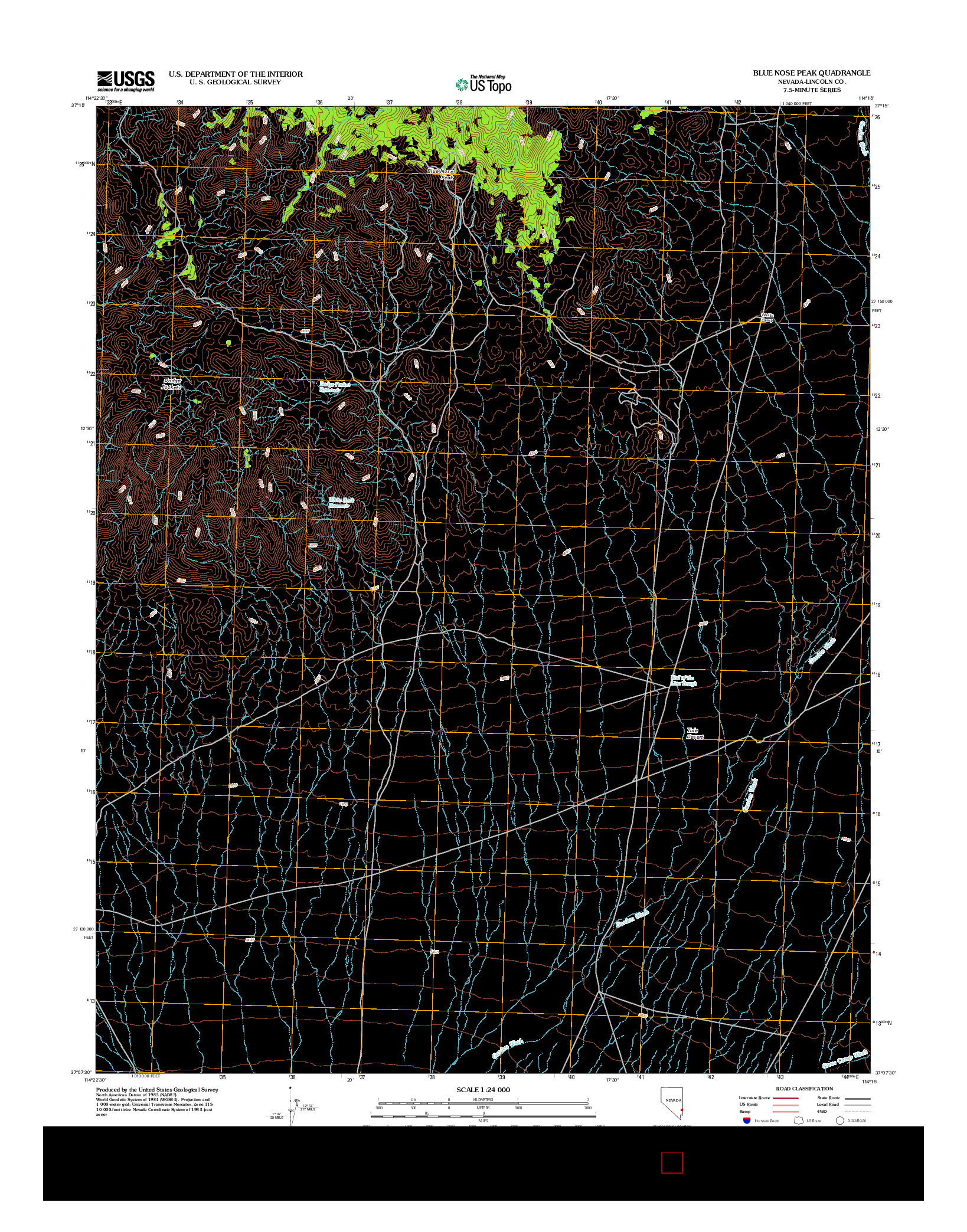 USGS US TOPO 7.5-MINUTE MAP FOR BLUE NOSE PEAK, NV 2012