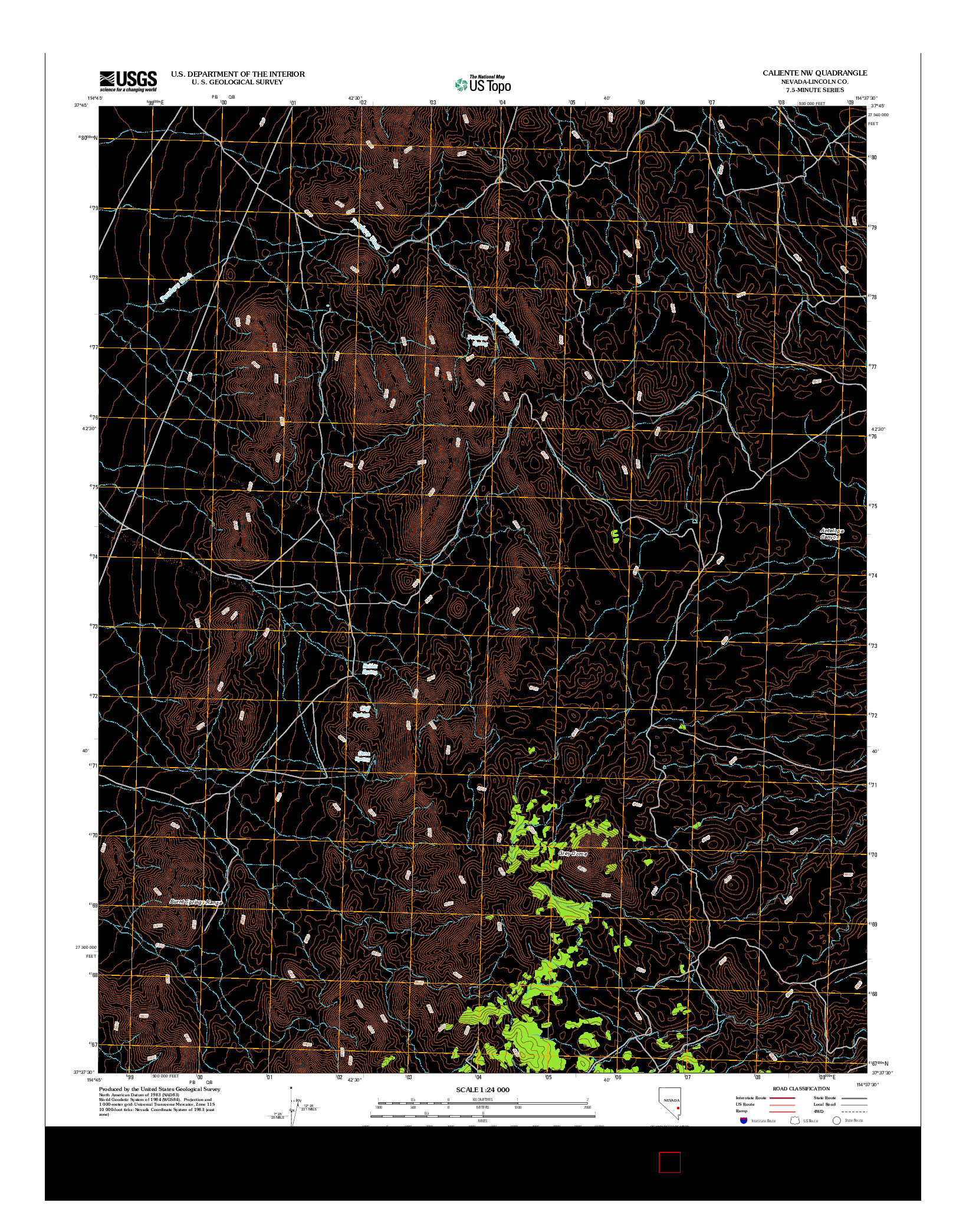 USGS US TOPO 7.5-MINUTE MAP FOR CALIENTE NW, NV 2012