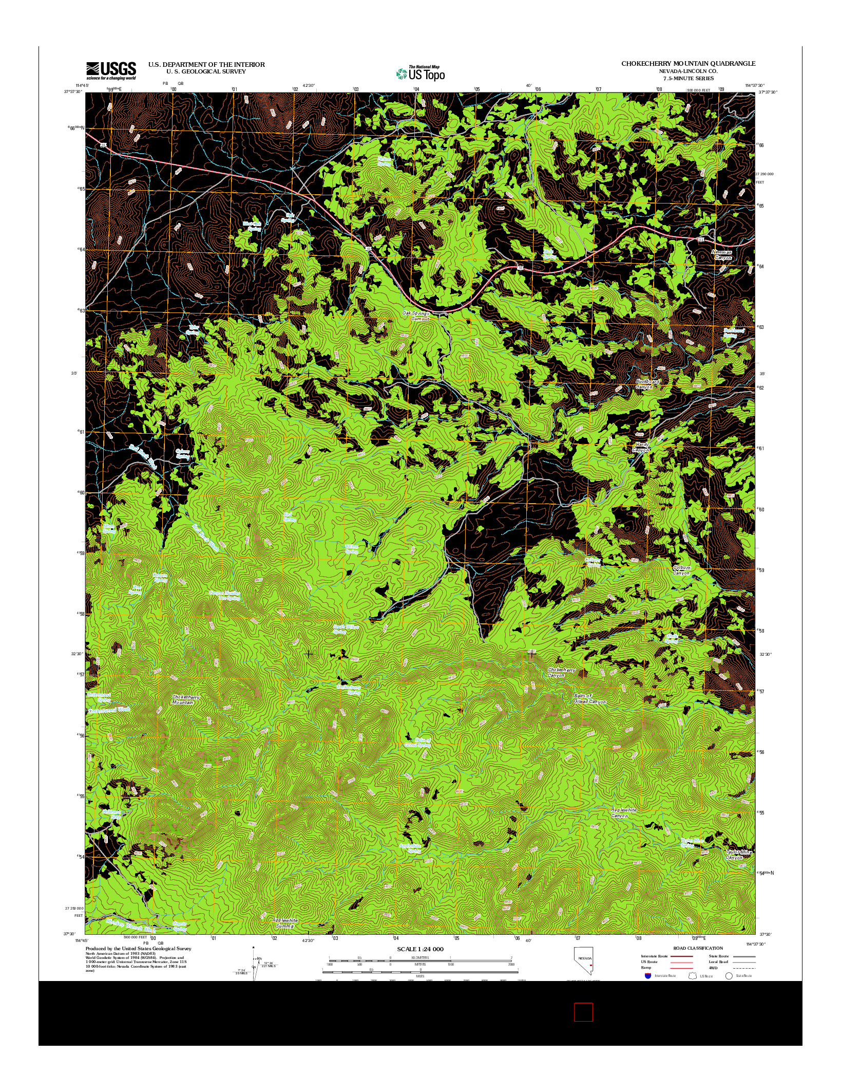 USGS US TOPO 7.5-MINUTE MAP FOR CHOKECHERRY MOUNTAIN, NV 2012