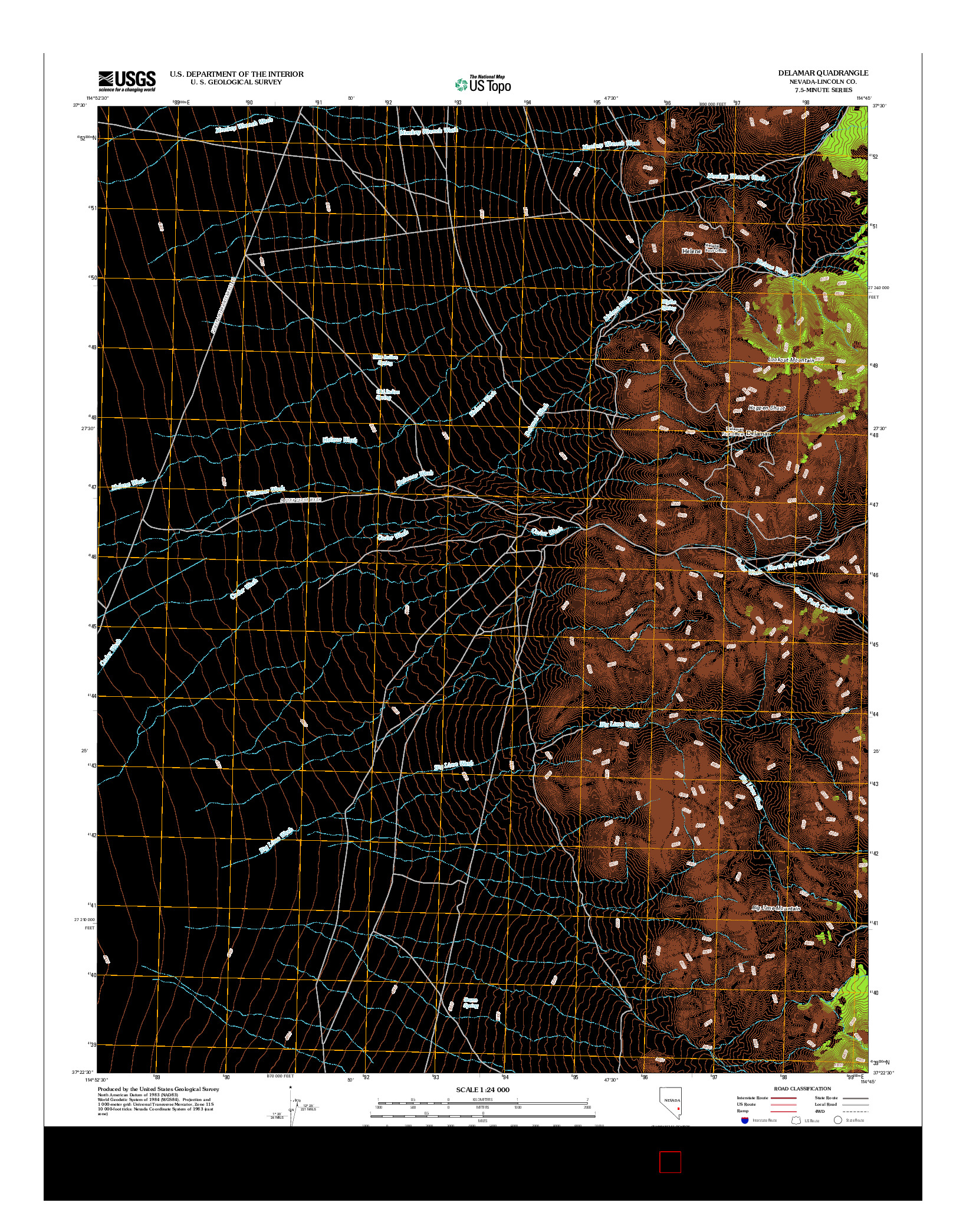 USGS US TOPO 7.5-MINUTE MAP FOR DELAMAR, NV 2012