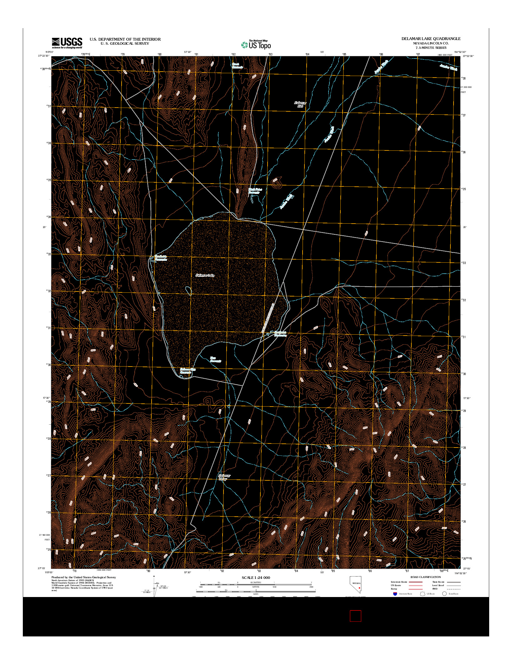 USGS US TOPO 7.5-MINUTE MAP FOR DELAMAR LAKE, NV 2012