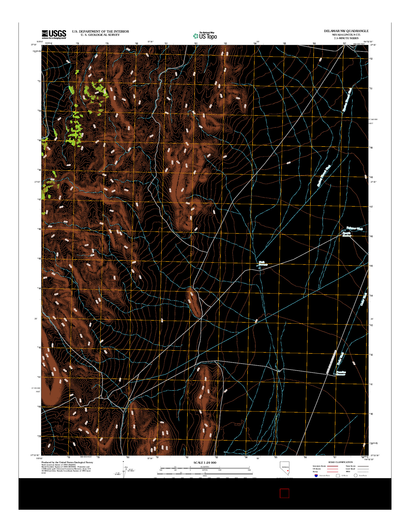 USGS US TOPO 7.5-MINUTE MAP FOR DELAMAR NW, NV 2012