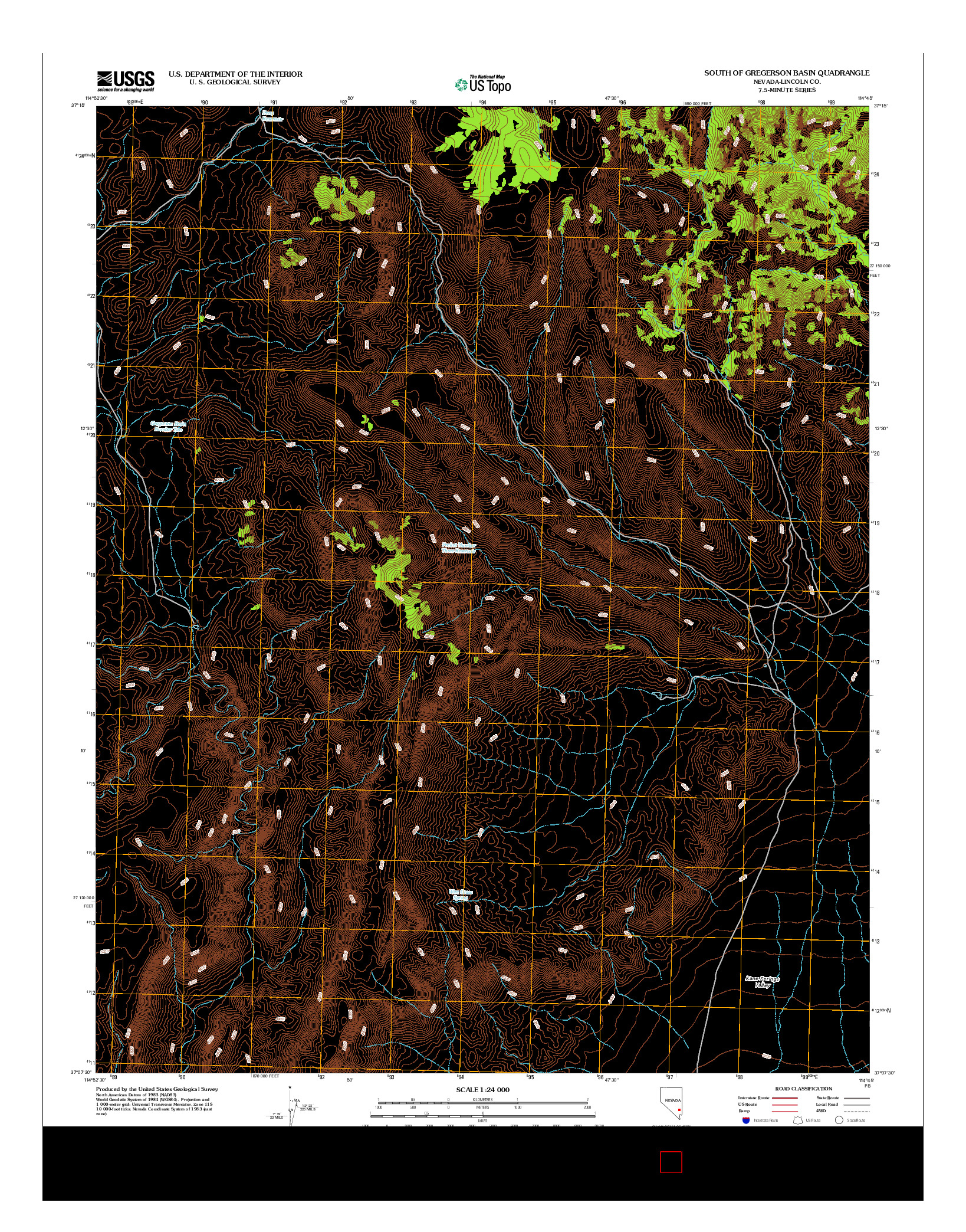 USGS US TOPO 7.5-MINUTE MAP FOR SOUTH OF GREGERSON BASIN, NV 2012