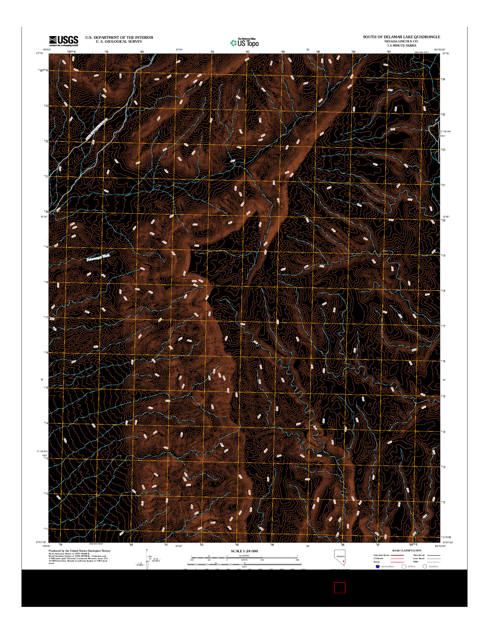 USGS US TOPO 7.5-MINUTE MAP FOR SOUTH OF DELAMAR LAKE, NV 2012