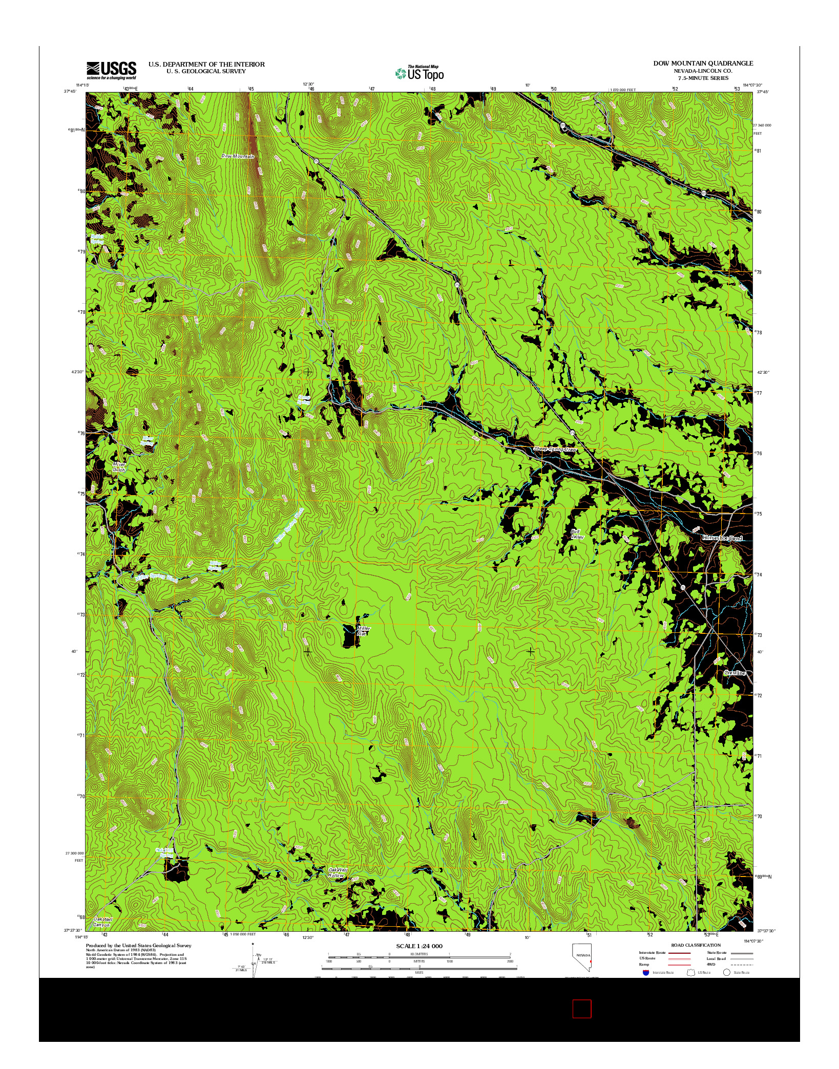 USGS US TOPO 7.5-MINUTE MAP FOR DOW MOUNTAIN, NV 2012