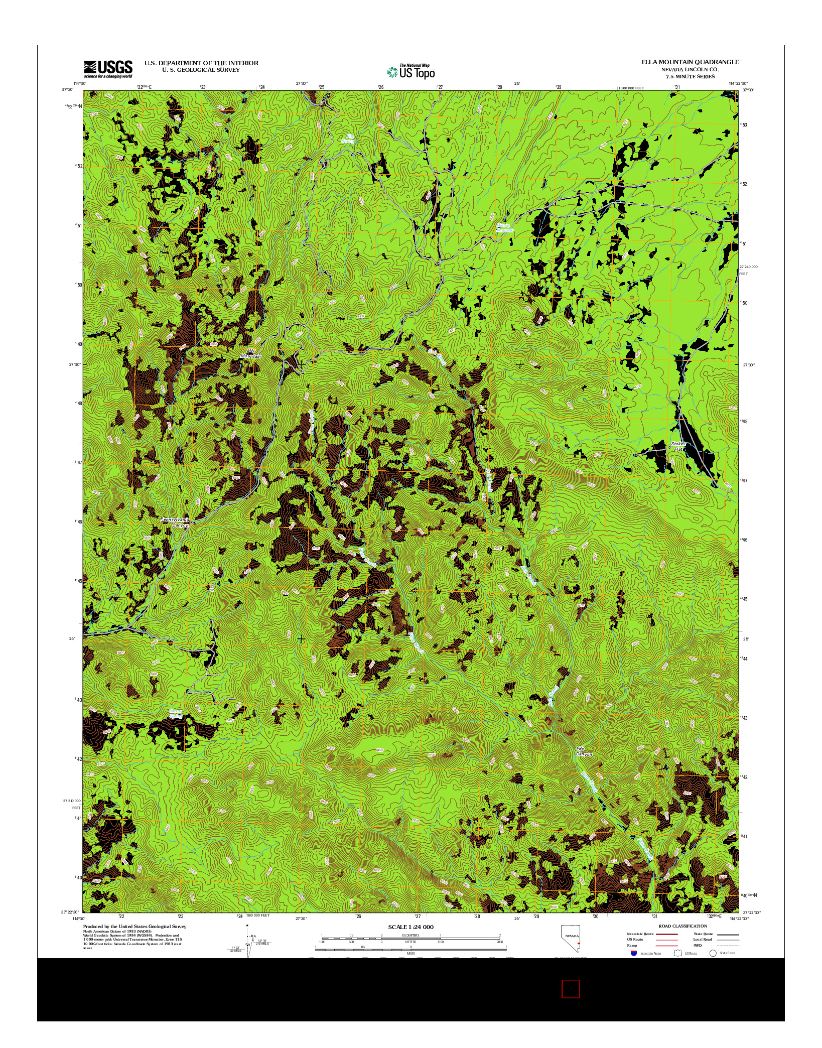 USGS US TOPO 7.5-MINUTE MAP FOR ELLA MOUNTAIN, NV 2012