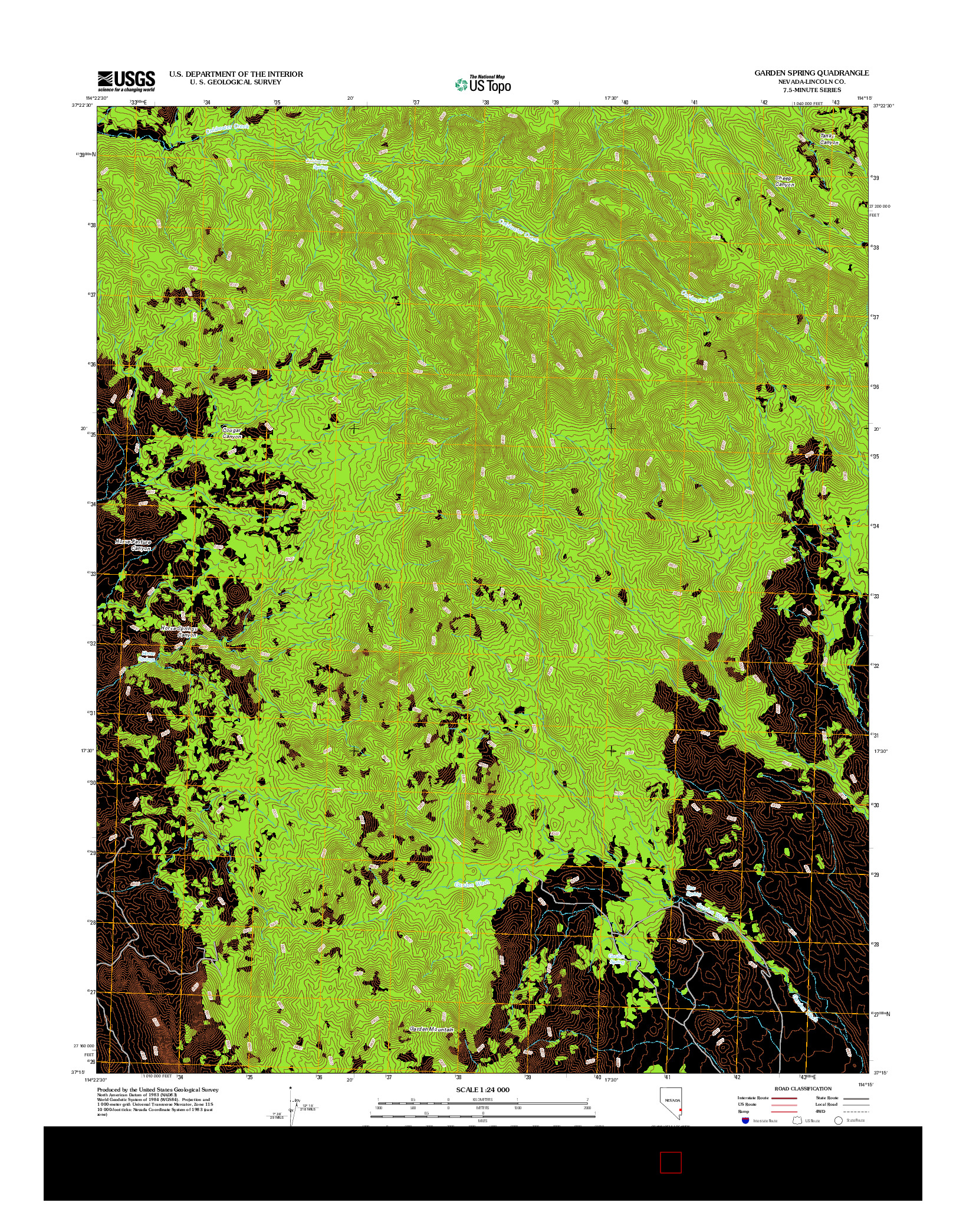 USGS US TOPO 7.5-MINUTE MAP FOR GARDEN SPRING, NV 2012