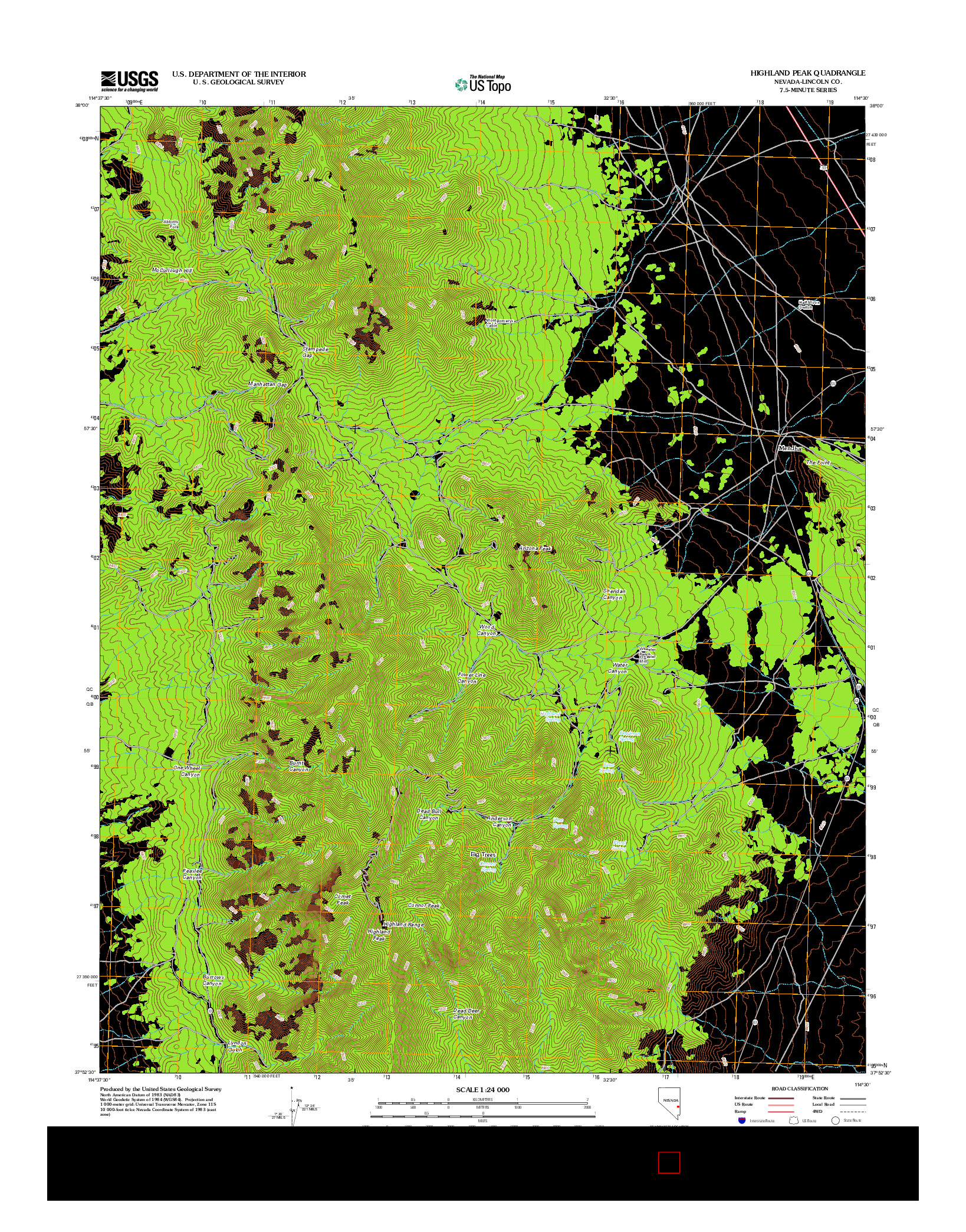 USGS US TOPO 7.5-MINUTE MAP FOR HIGHLAND PEAK, NV 2012
