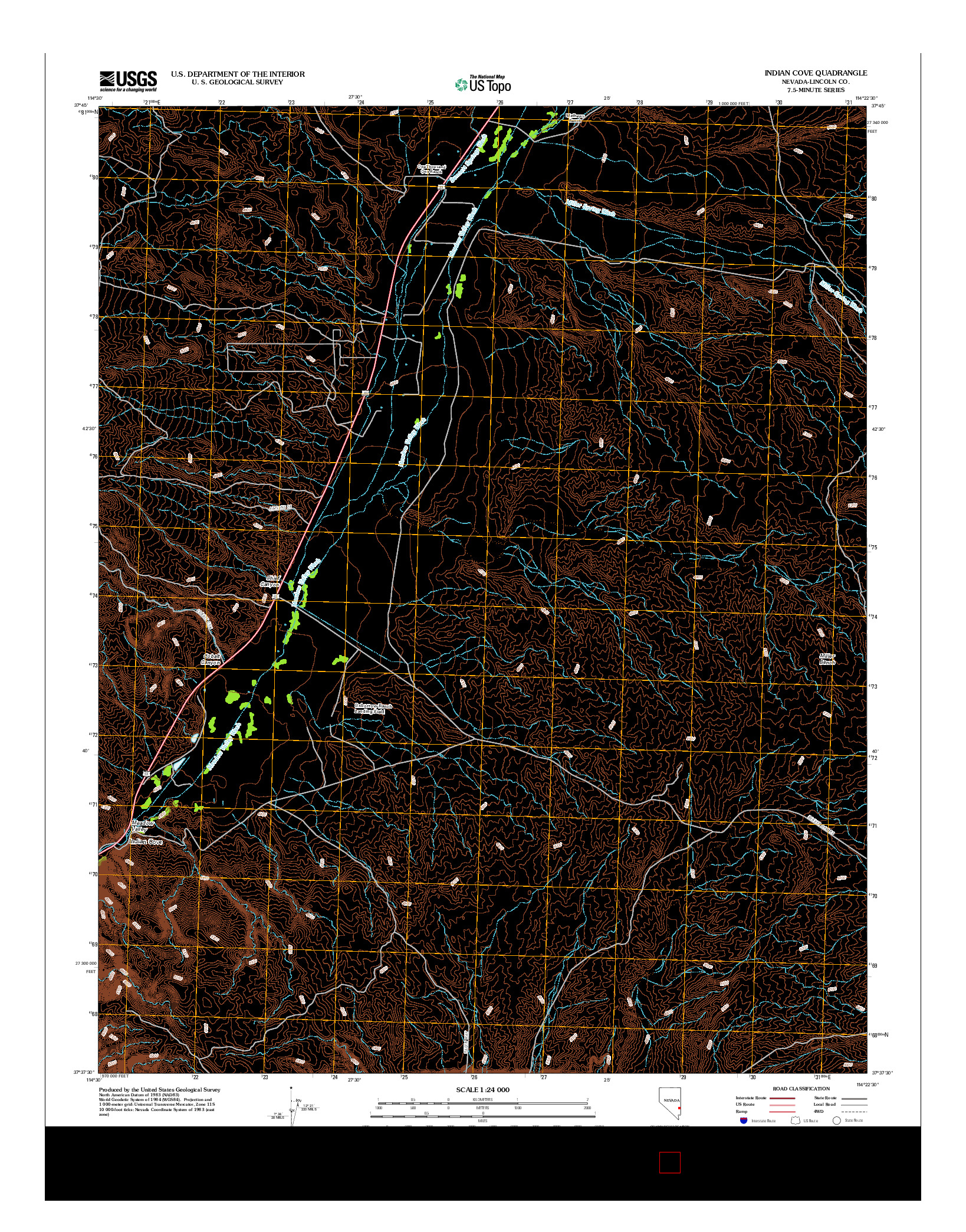 USGS US TOPO 7.5-MINUTE MAP FOR INDIAN COVE, NV 2012