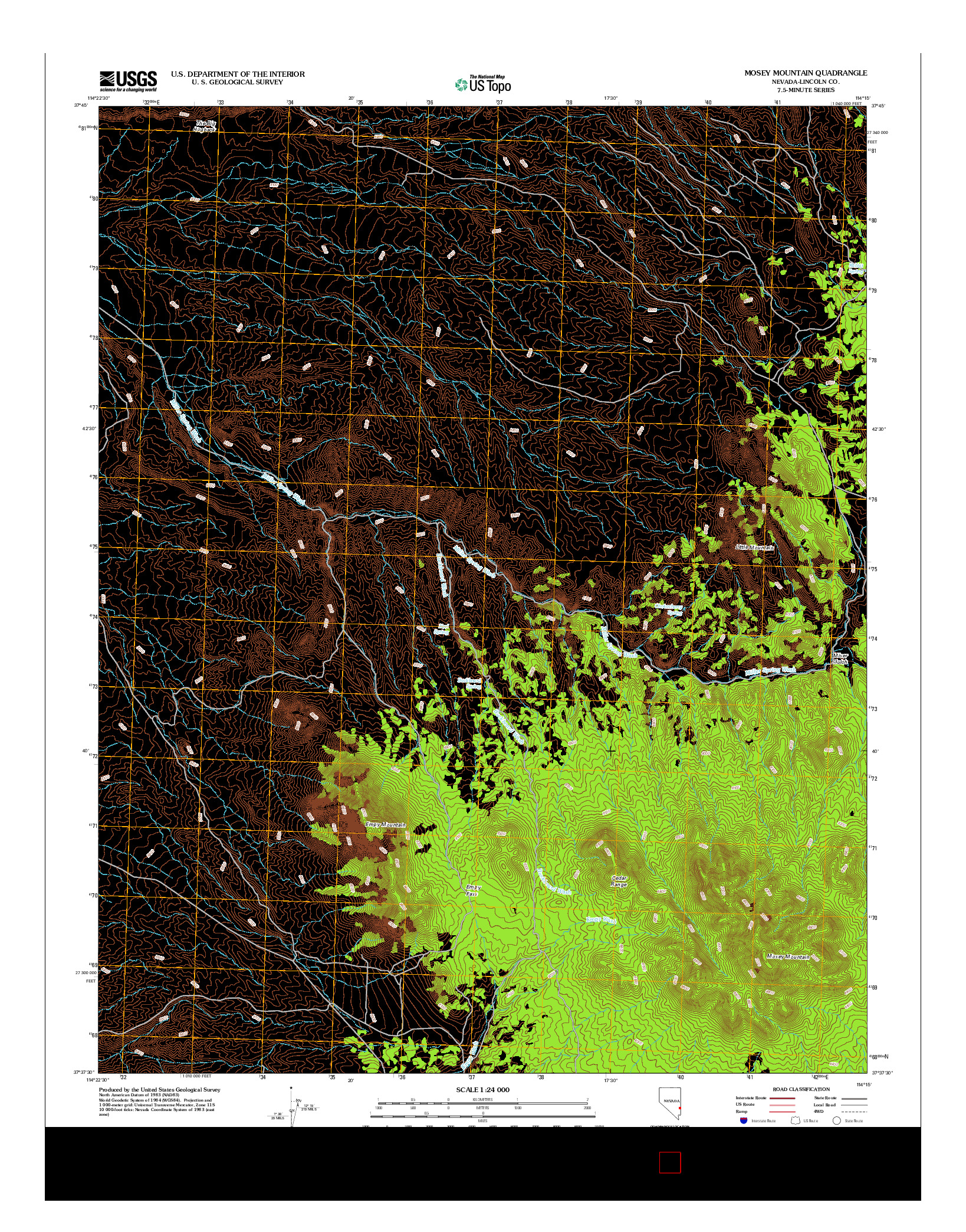 USGS US TOPO 7.5-MINUTE MAP FOR MOSEY MOUNTAIN, NV 2012