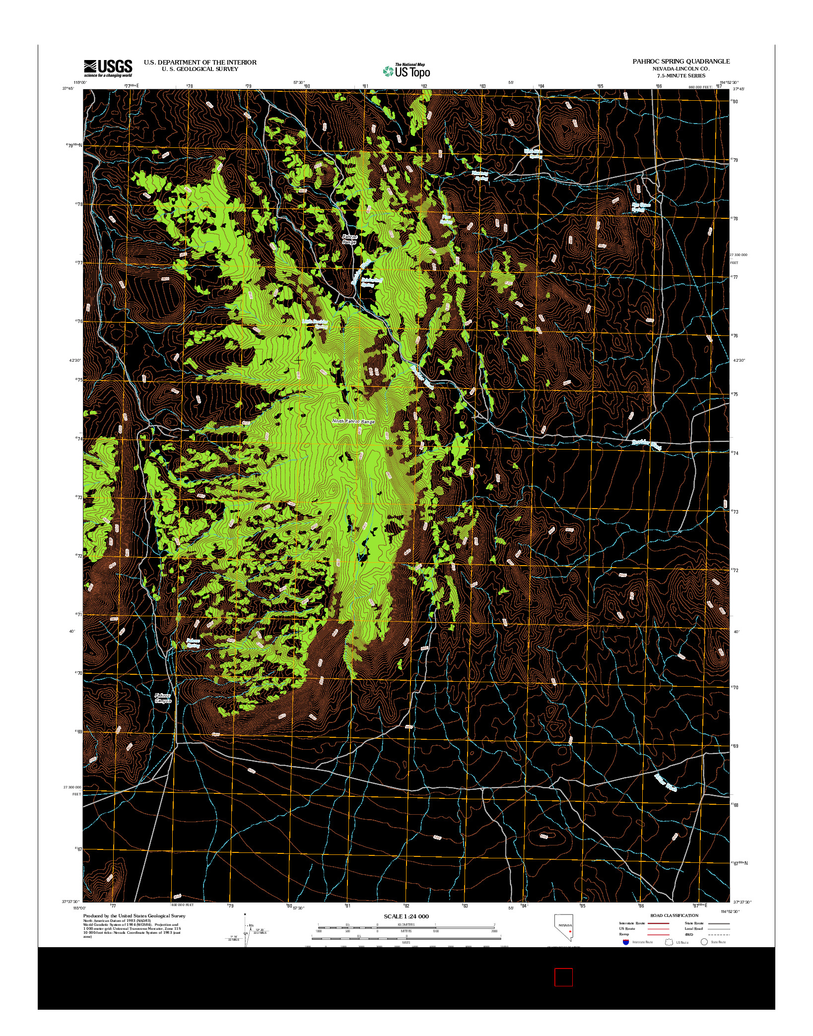 USGS US TOPO 7.5-MINUTE MAP FOR PAHROC SPRING, NV 2012