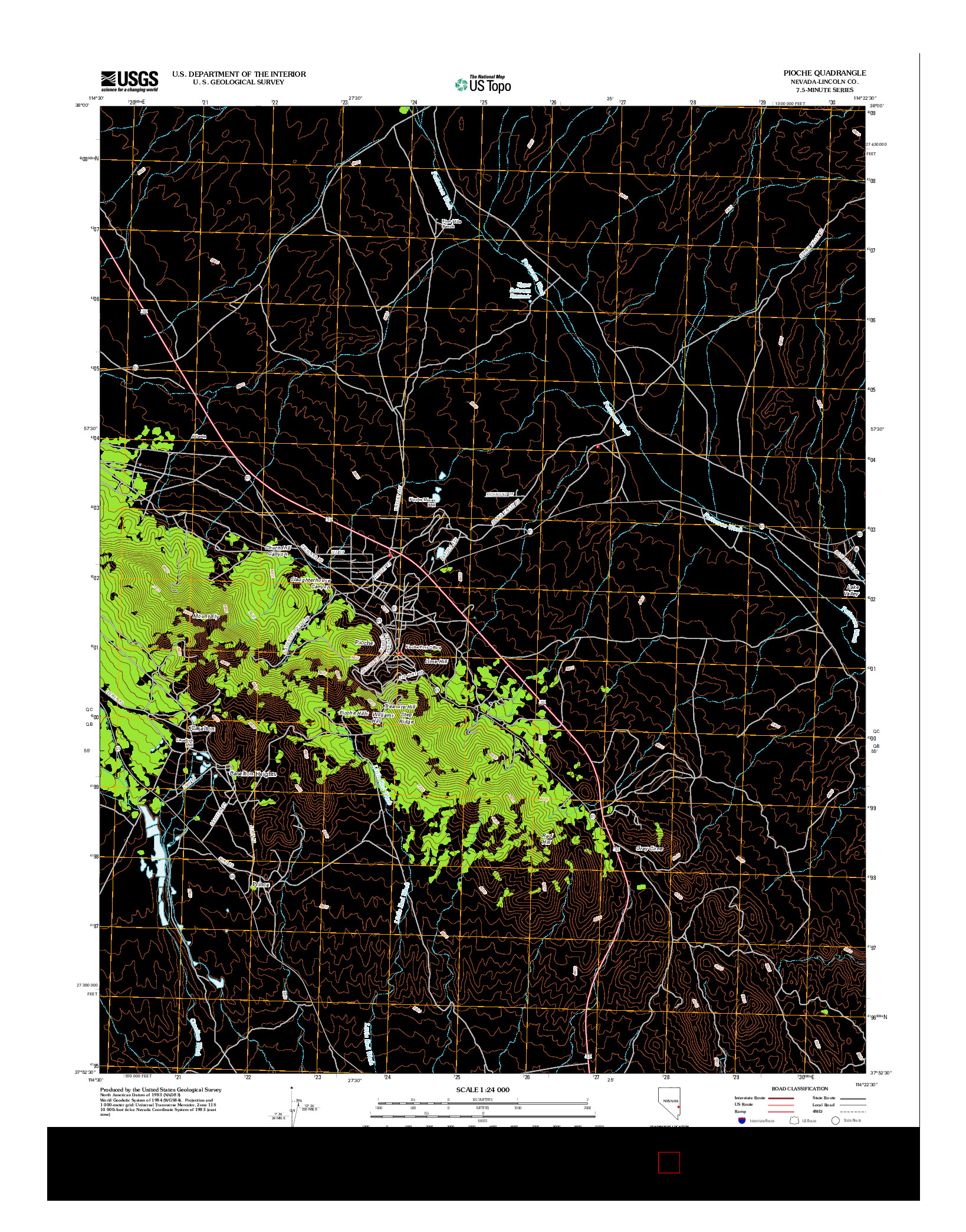 USGS US TOPO 7.5-MINUTE MAP FOR PIOCHE, NV 2012