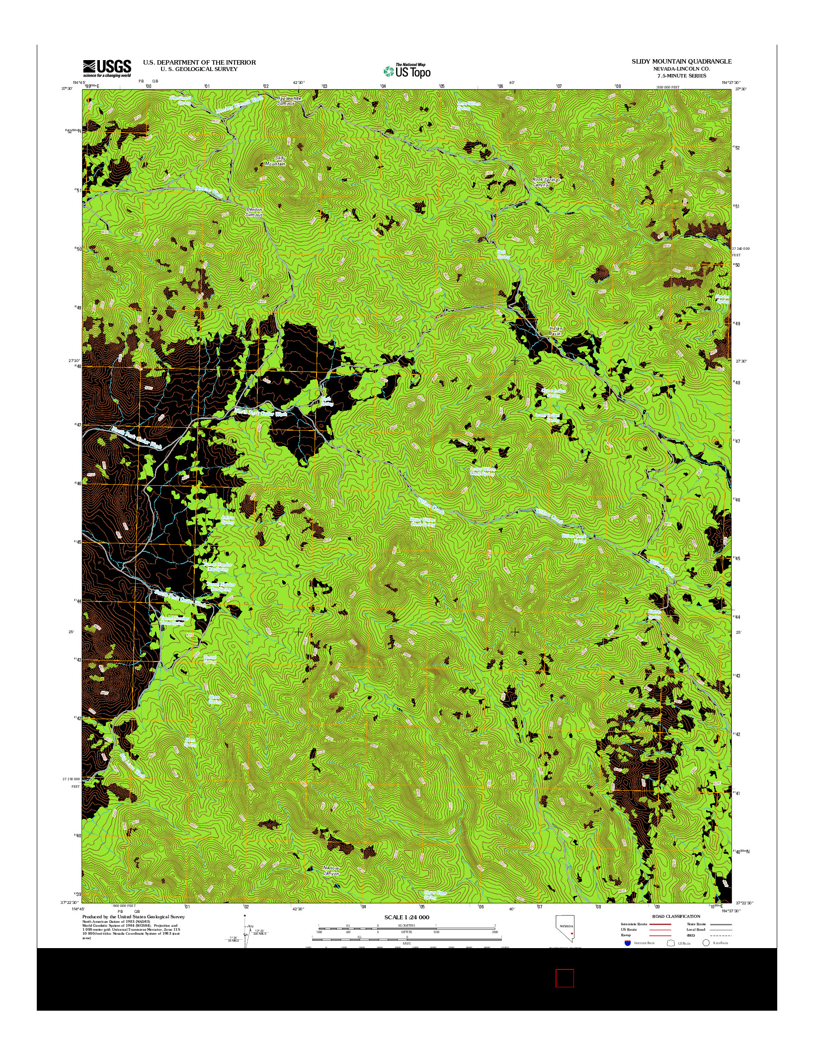 USGS US TOPO 7.5-MINUTE MAP FOR SLIDY MOUNTAIN, NV 2012