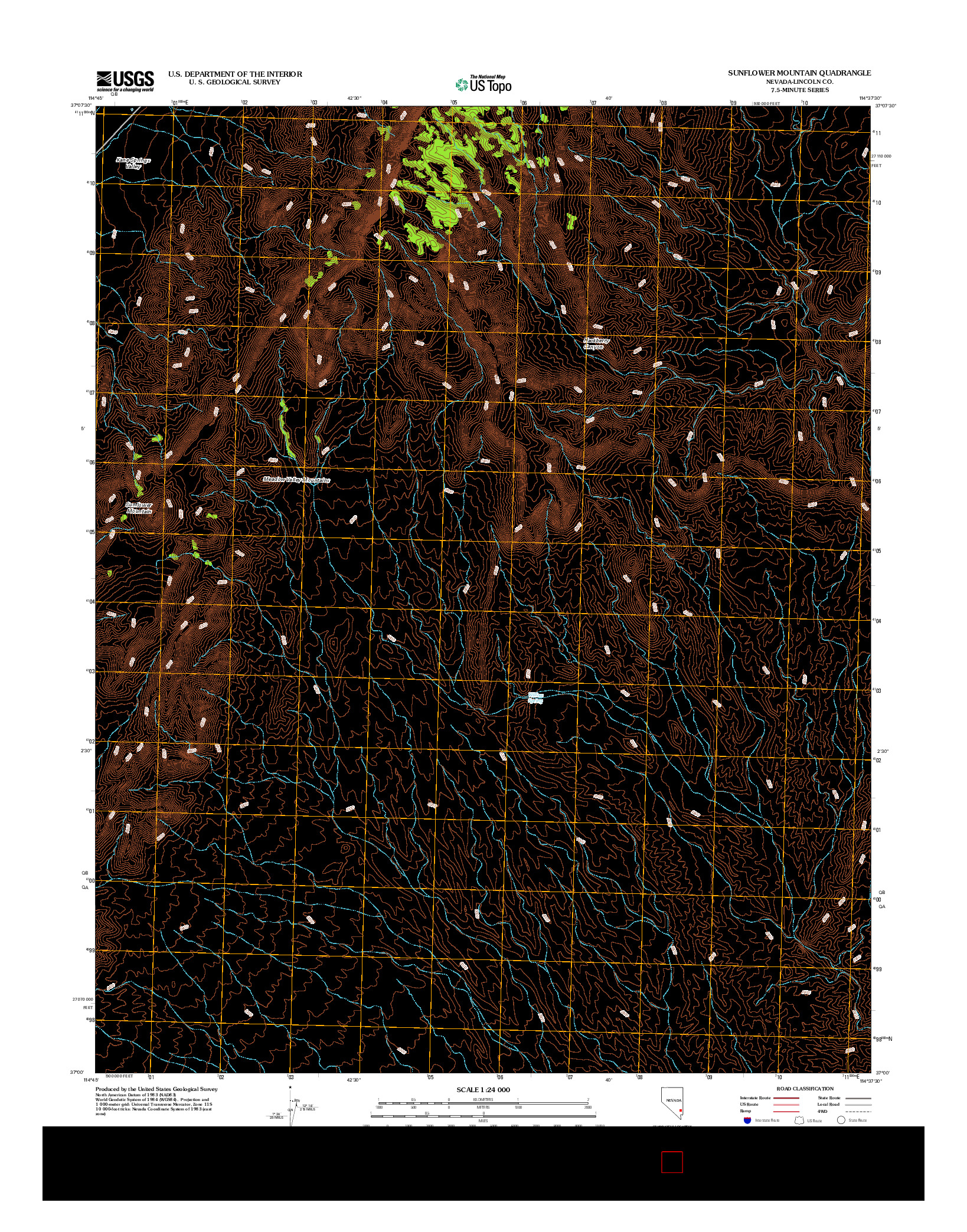 USGS US TOPO 7.5-MINUTE MAP FOR SUNFLOWER MOUNTAIN, NV 2012