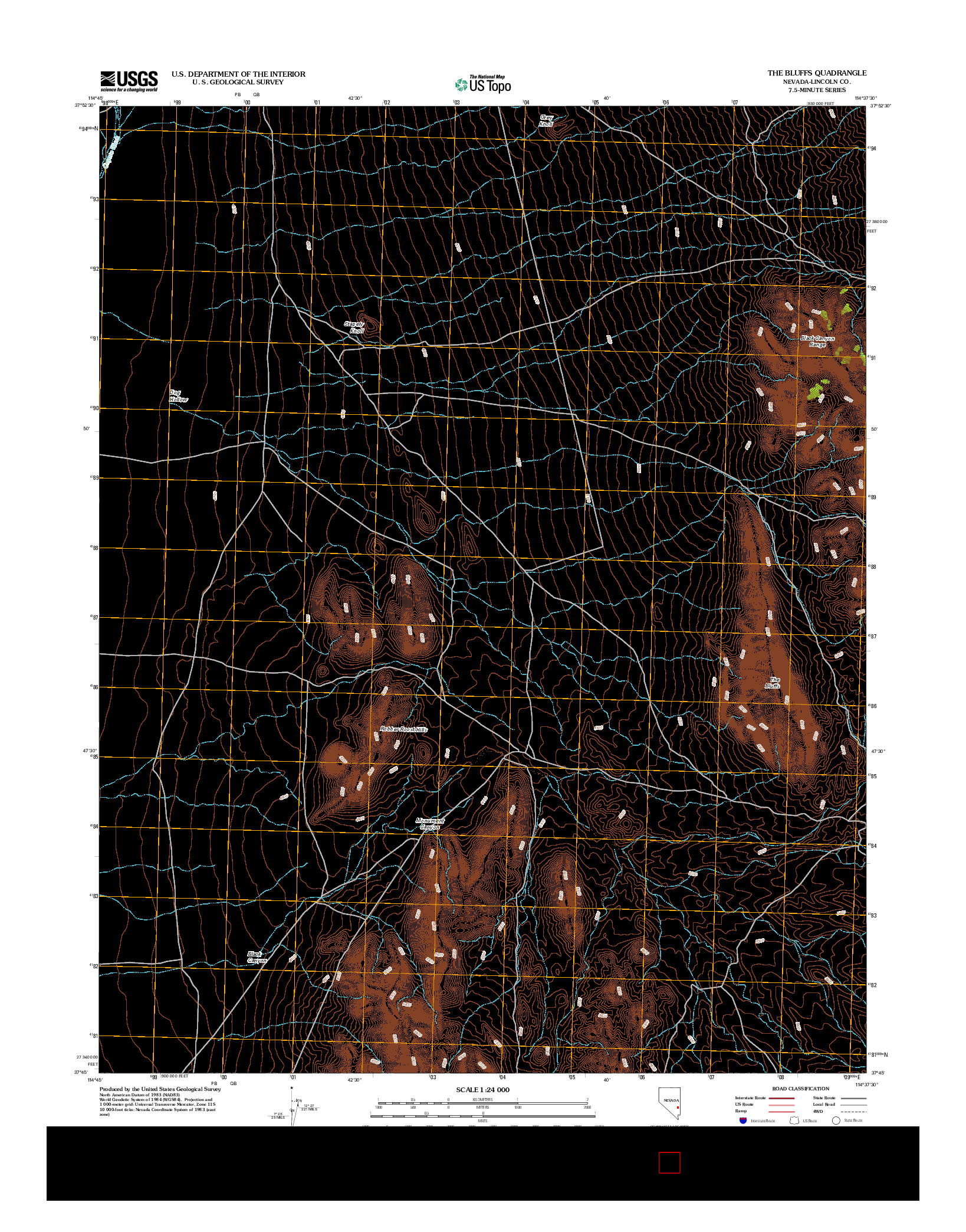 USGS US TOPO 7.5-MINUTE MAP FOR THE BLUFFS, NV 2012