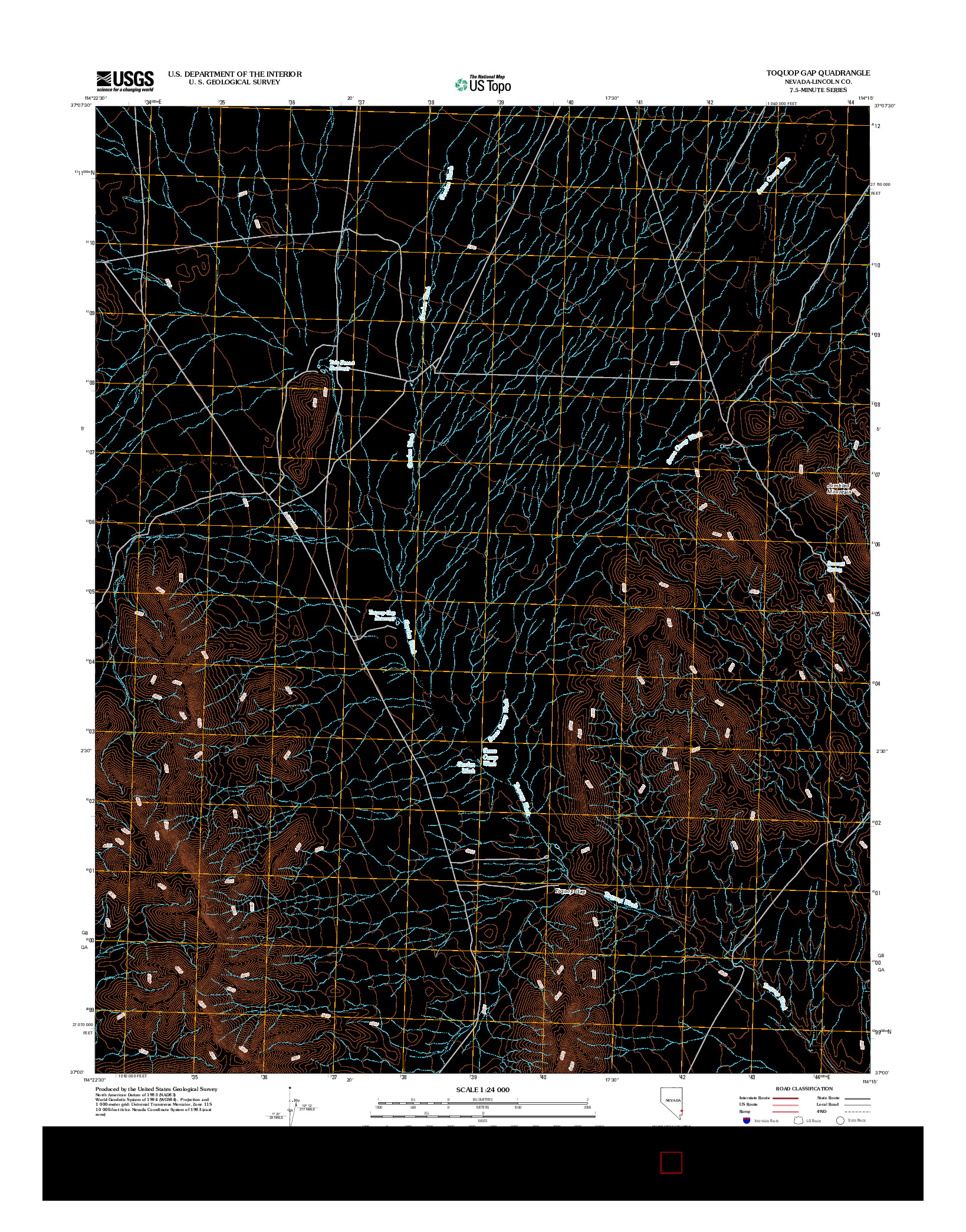 USGS US TOPO 7.5-MINUTE MAP FOR TOQUOP GAP, NV 2012