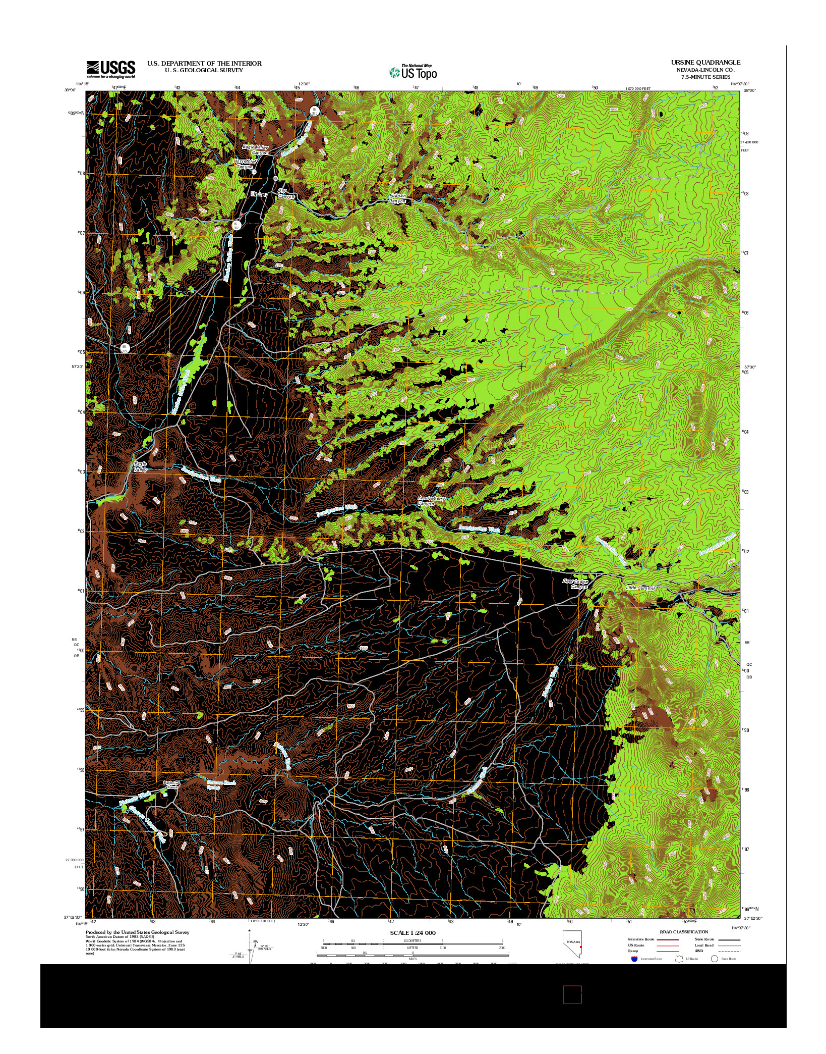USGS US TOPO 7.5-MINUTE MAP FOR URSINE, NV 2012