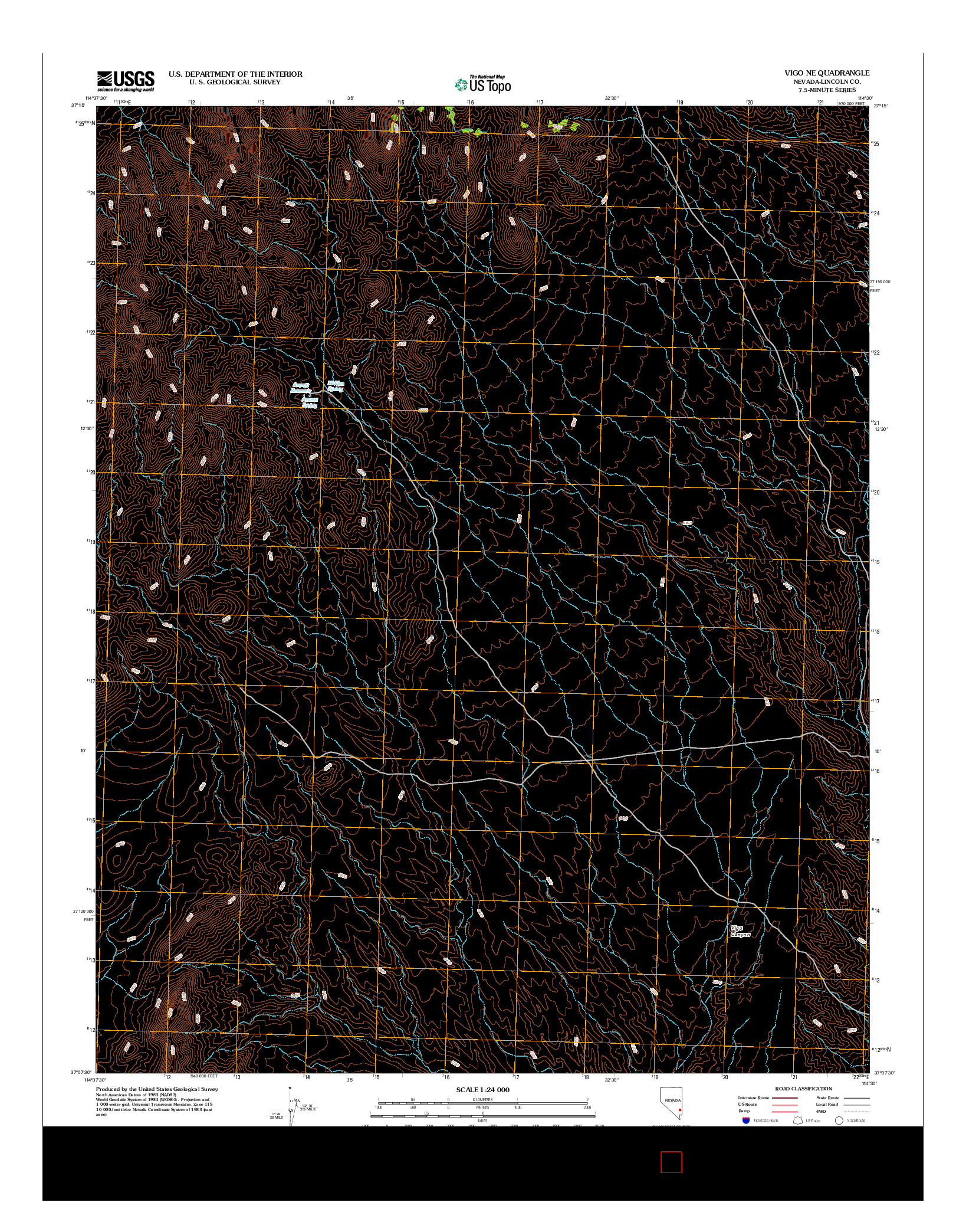 USGS US TOPO 7.5-MINUTE MAP FOR VIGO NE, NV 2012