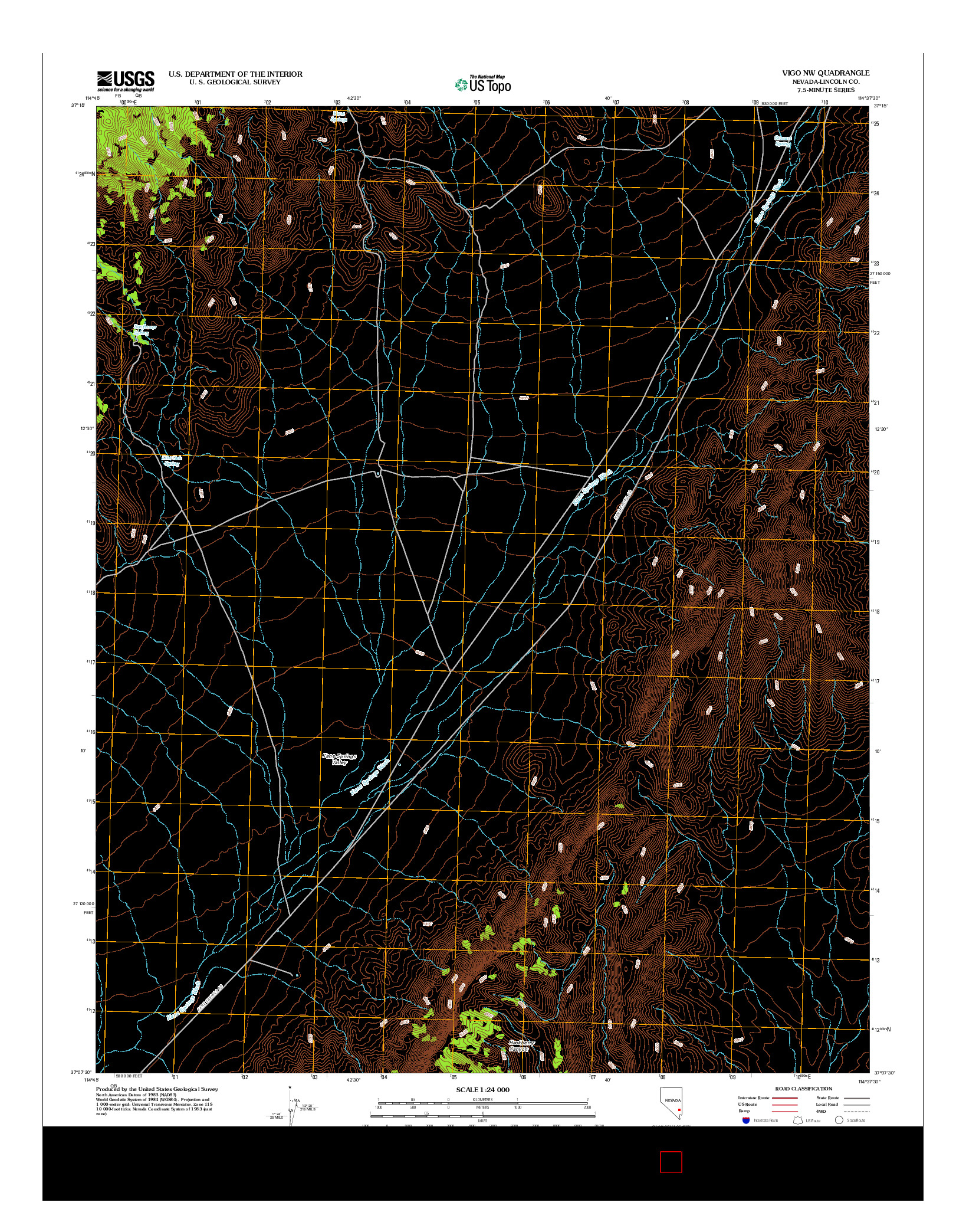 USGS US TOPO 7.5-MINUTE MAP FOR VIGO NW, NV 2012