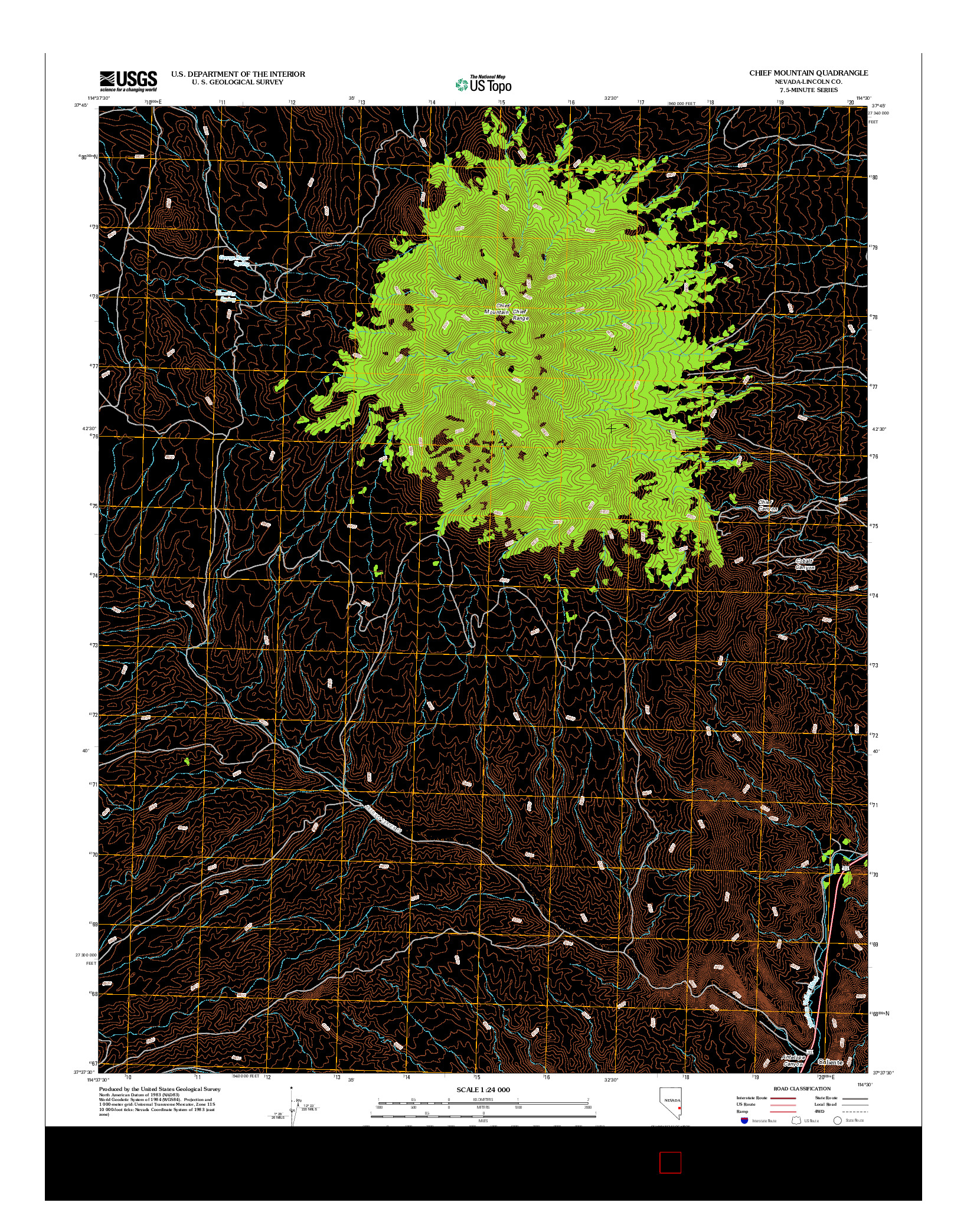 USGS US TOPO 7.5-MINUTE MAP FOR CHIEF MOUNTAIN, NV 2012