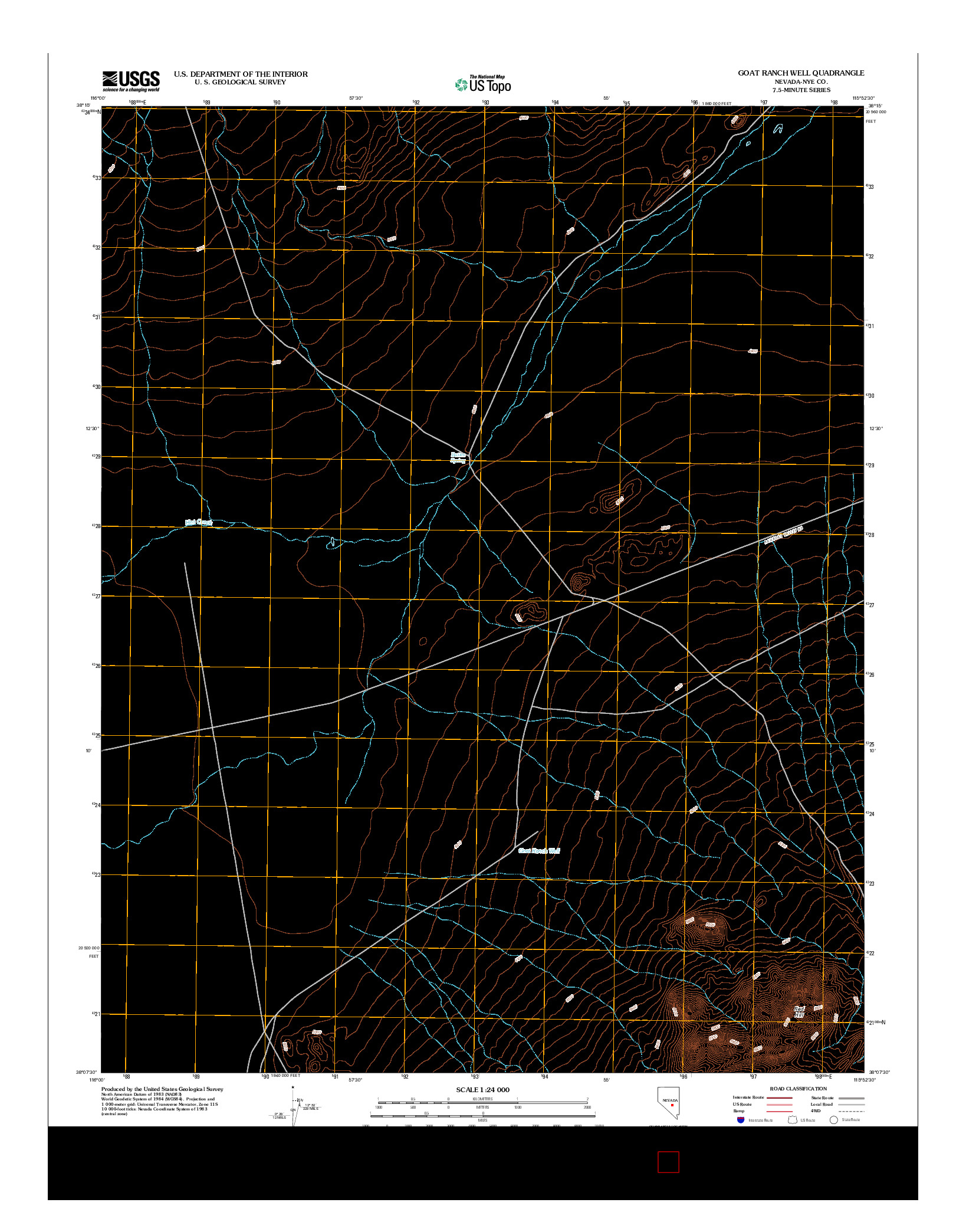 USGS US TOPO 7.5-MINUTE MAP FOR GOAT RANCH WELL, NV 2012