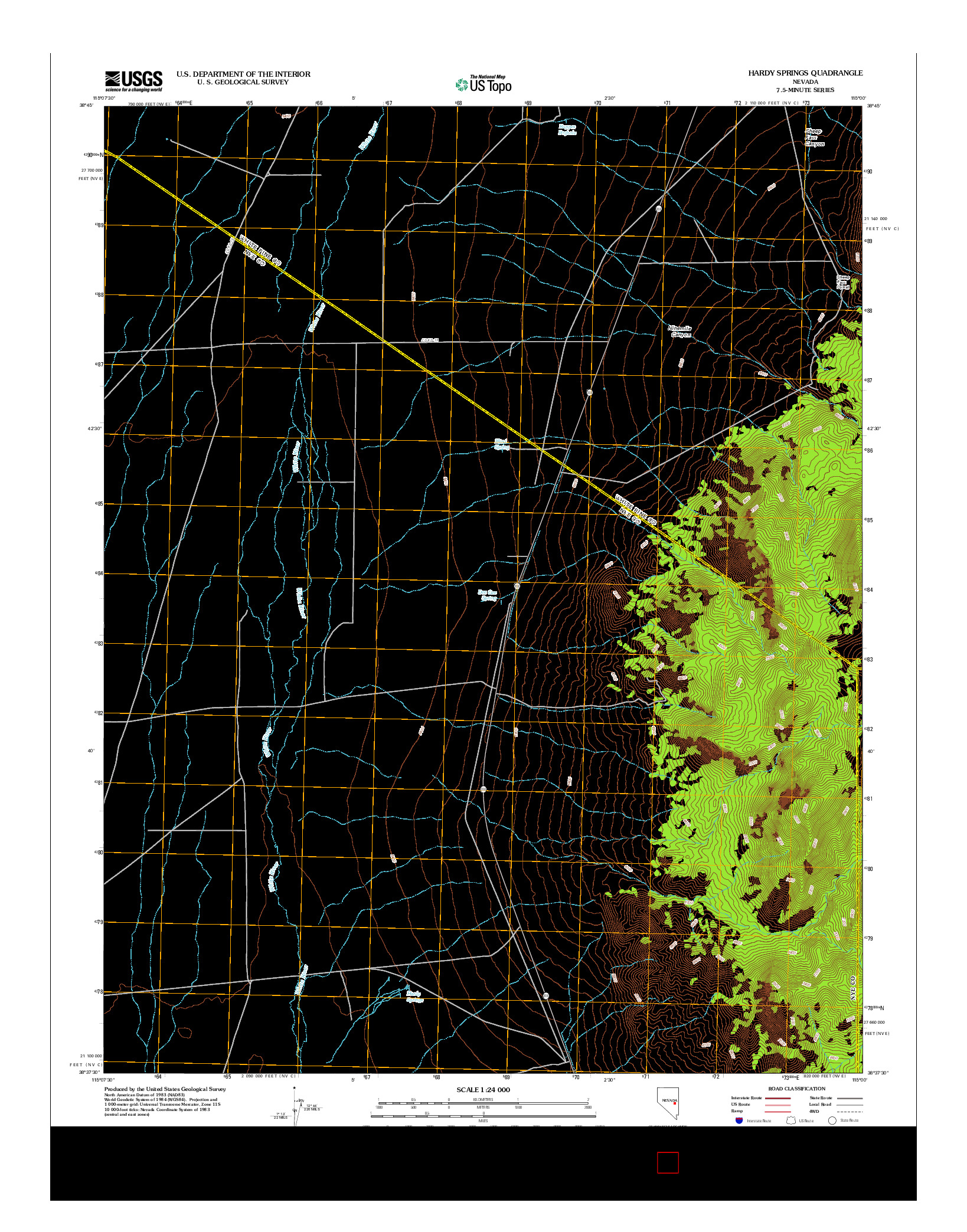 USGS US TOPO 7.5-MINUTE MAP FOR HARDY SPRINGS, NV 2012