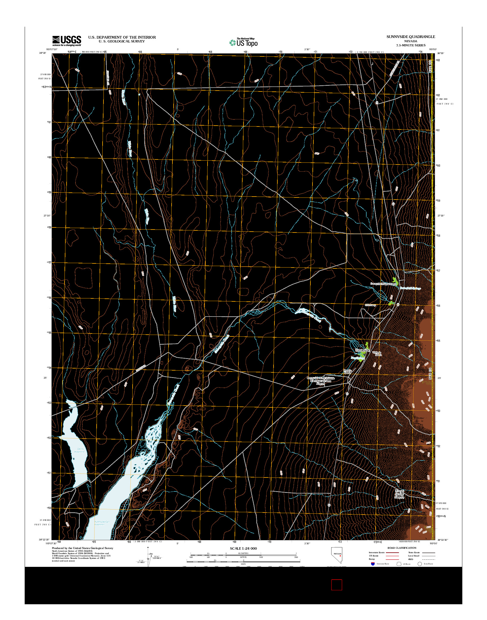USGS US TOPO 7.5-MINUTE MAP FOR SUNNYSIDE, NV 2012