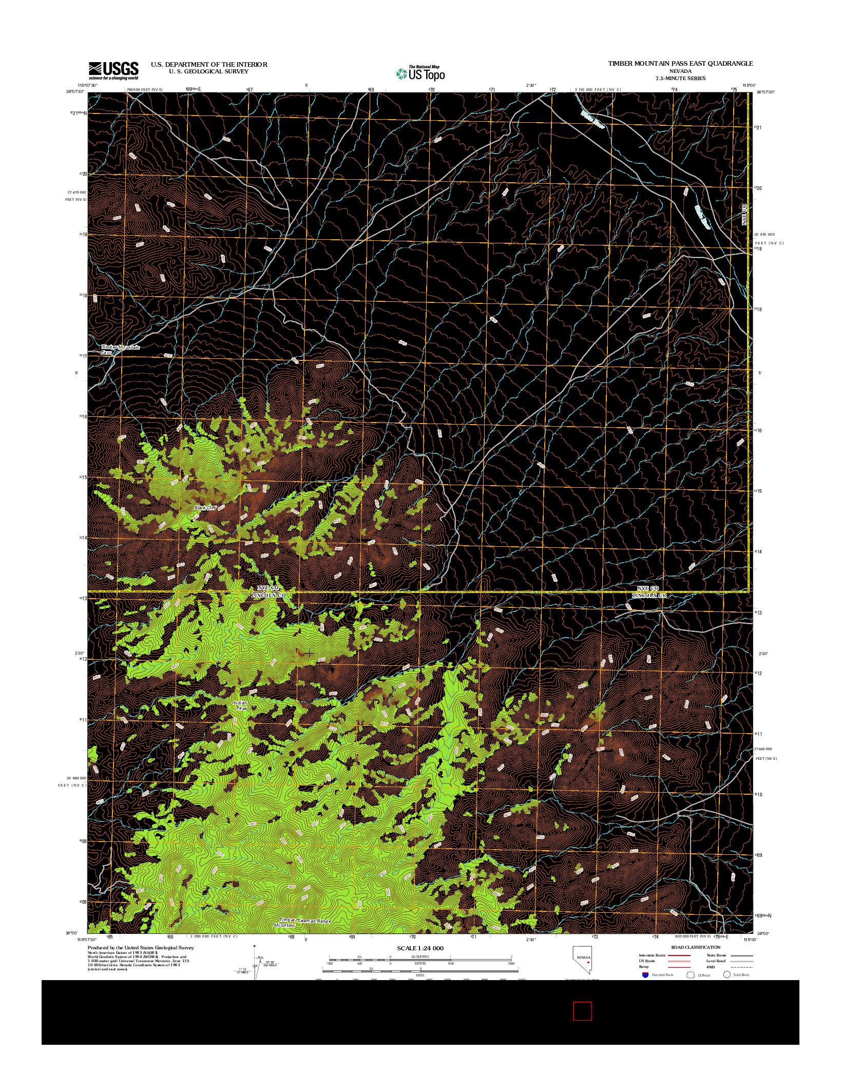 USGS US TOPO 7.5-MINUTE MAP FOR TIMBER MOUNTAIN PASS EAST, NV 2012