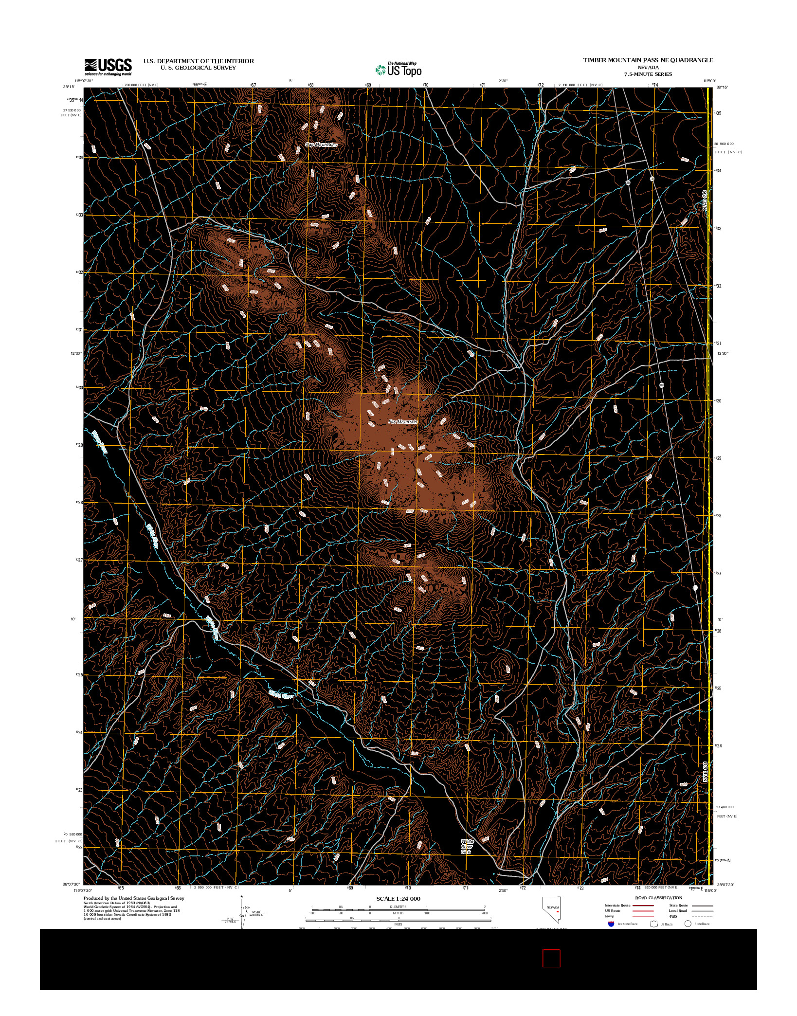 USGS US TOPO 7.5-MINUTE MAP FOR TIMBER MOUNTAIN PASS NE, NV 2012