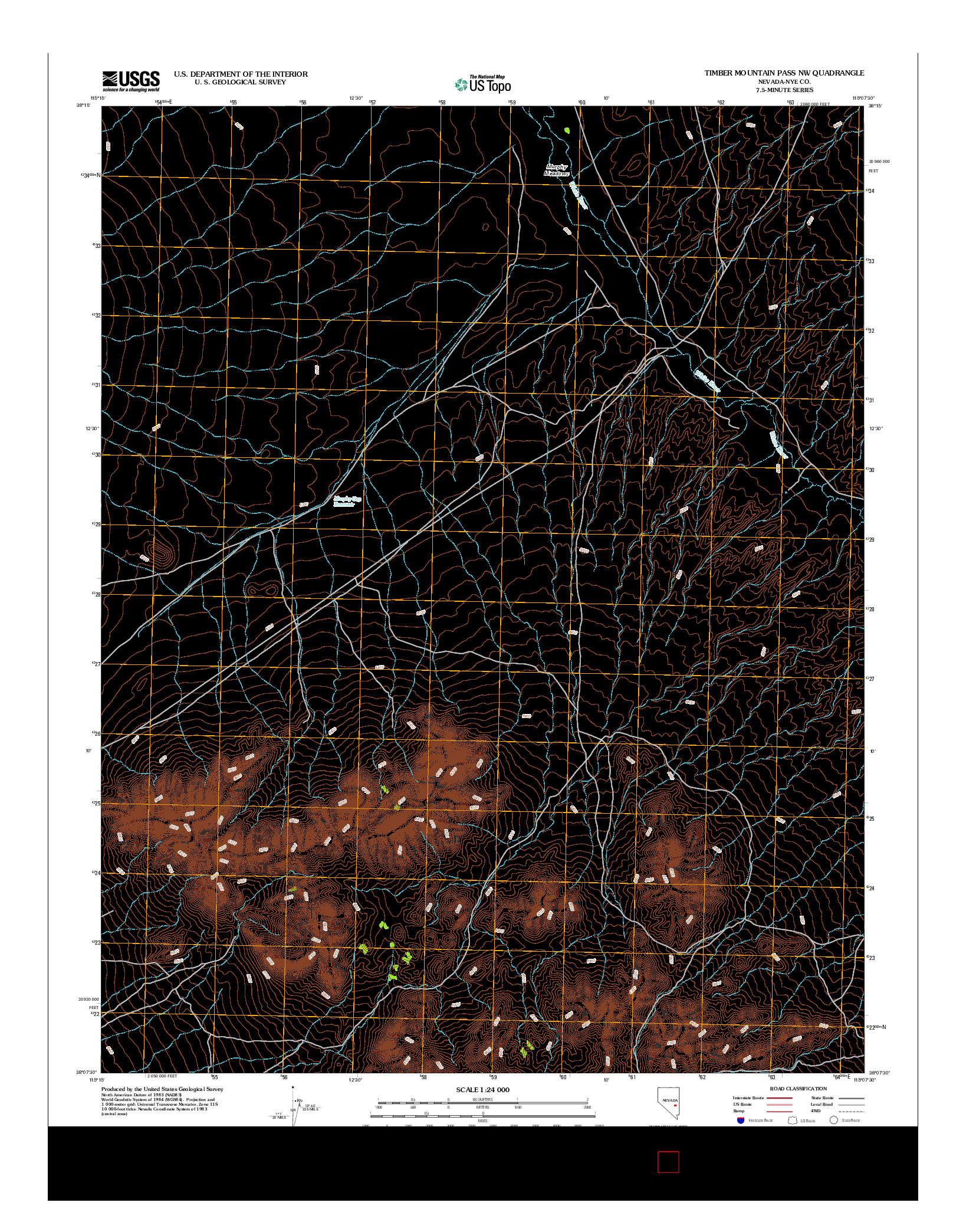 USGS US TOPO 7.5-MINUTE MAP FOR TIMBER MOUNTAIN PASS NW, NV 2012