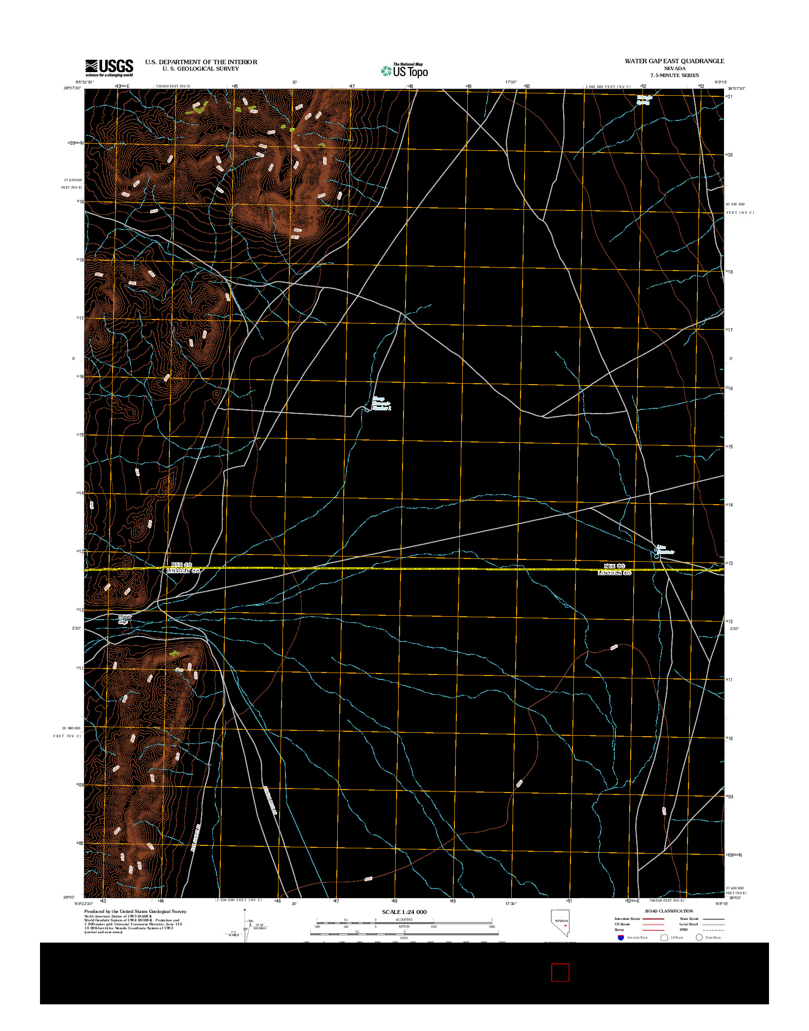 USGS US TOPO 7.5-MINUTE MAP FOR WATER GAP EAST, NV 2012