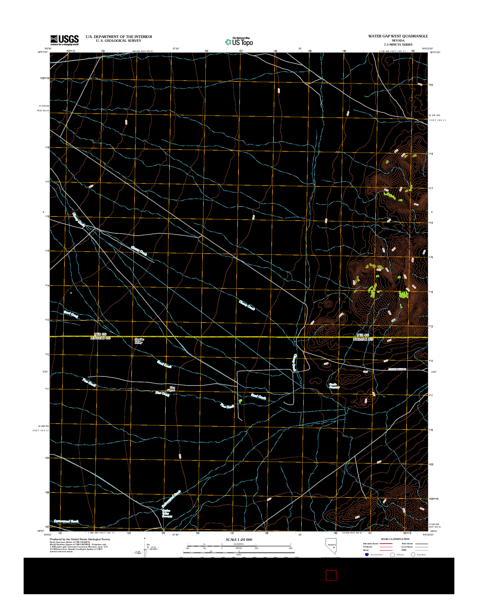 USGS US TOPO 7.5-MINUTE MAP FOR WATER GAP WEST, NV 2012