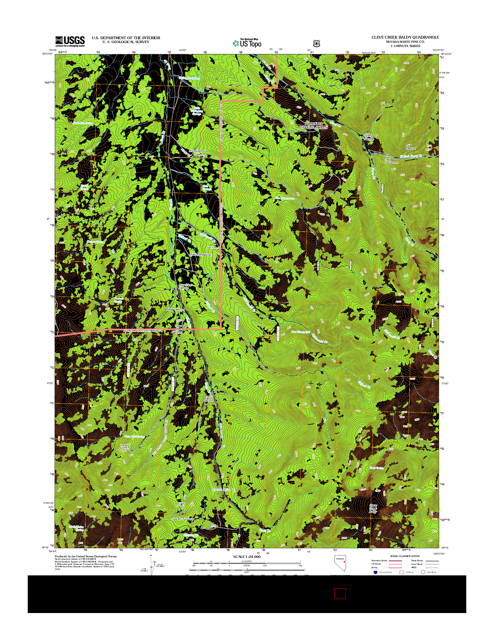 USGS US TOPO 7.5-MINUTE MAP FOR CLEVE CREEK BALDY, NV 2012