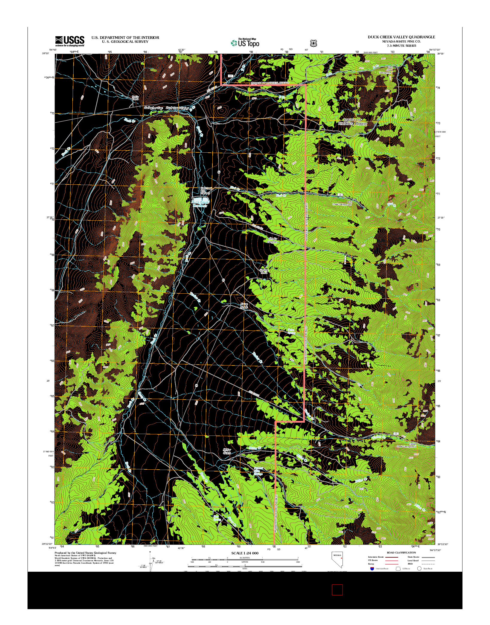 USGS US TOPO 7.5-MINUTE MAP FOR DUCK CREEK VALLEY, NV 2012