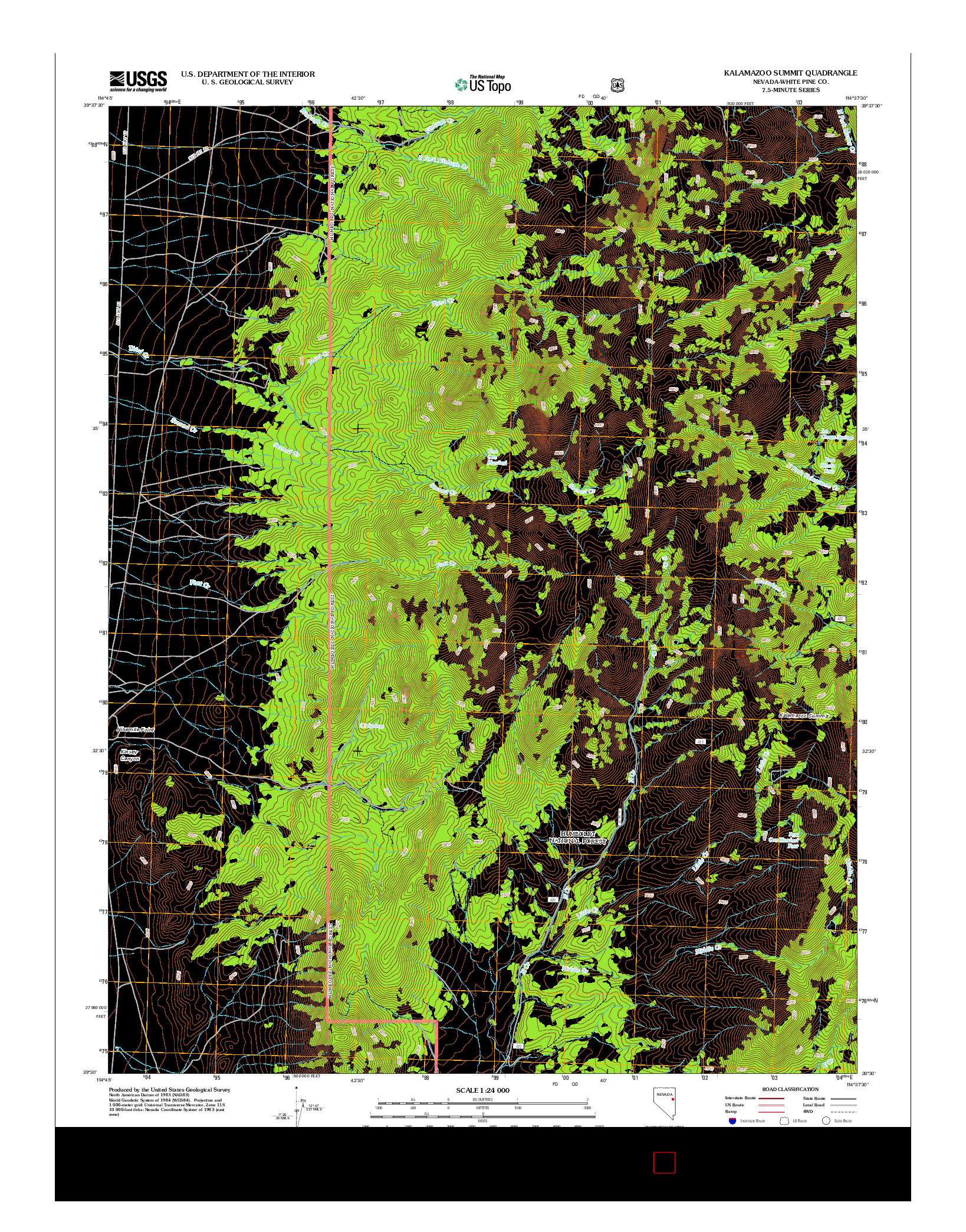 USGS US TOPO 7.5-MINUTE MAP FOR KALAMAZOO SUMMIT, NV 2012