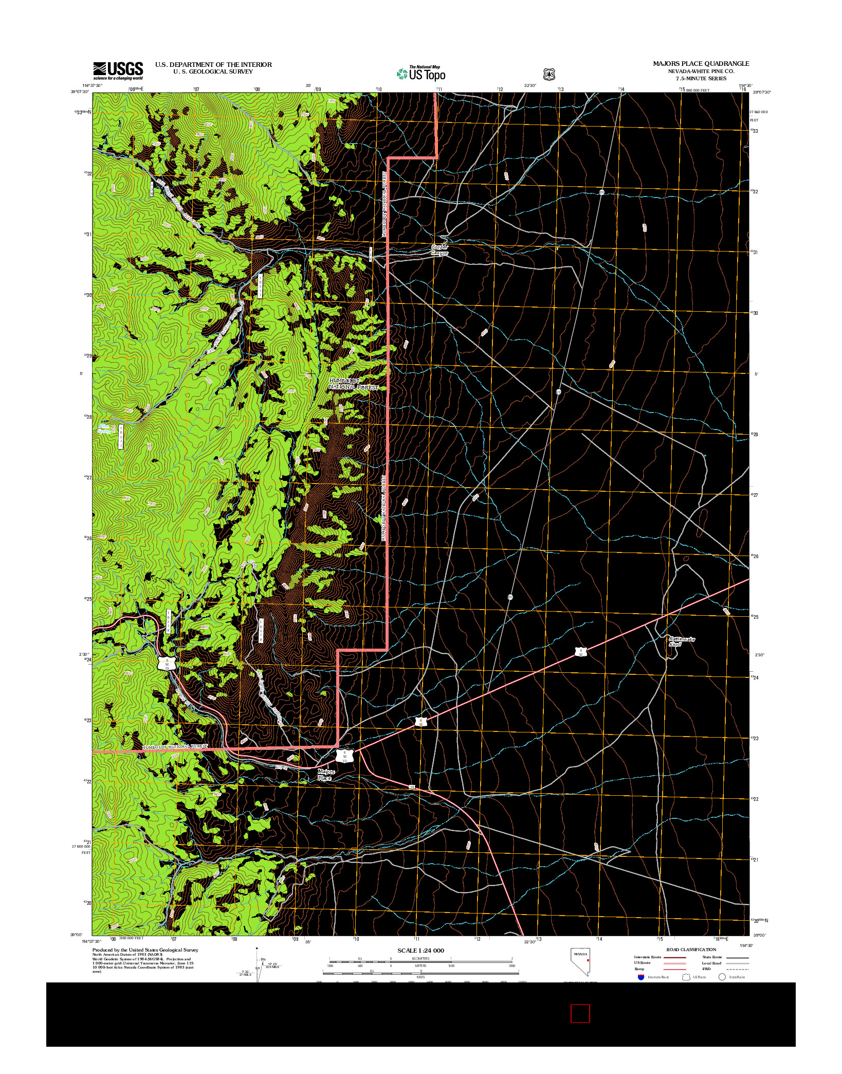 USGS US TOPO 7.5-MINUTE MAP FOR MAJORS PLACE, NV 2012