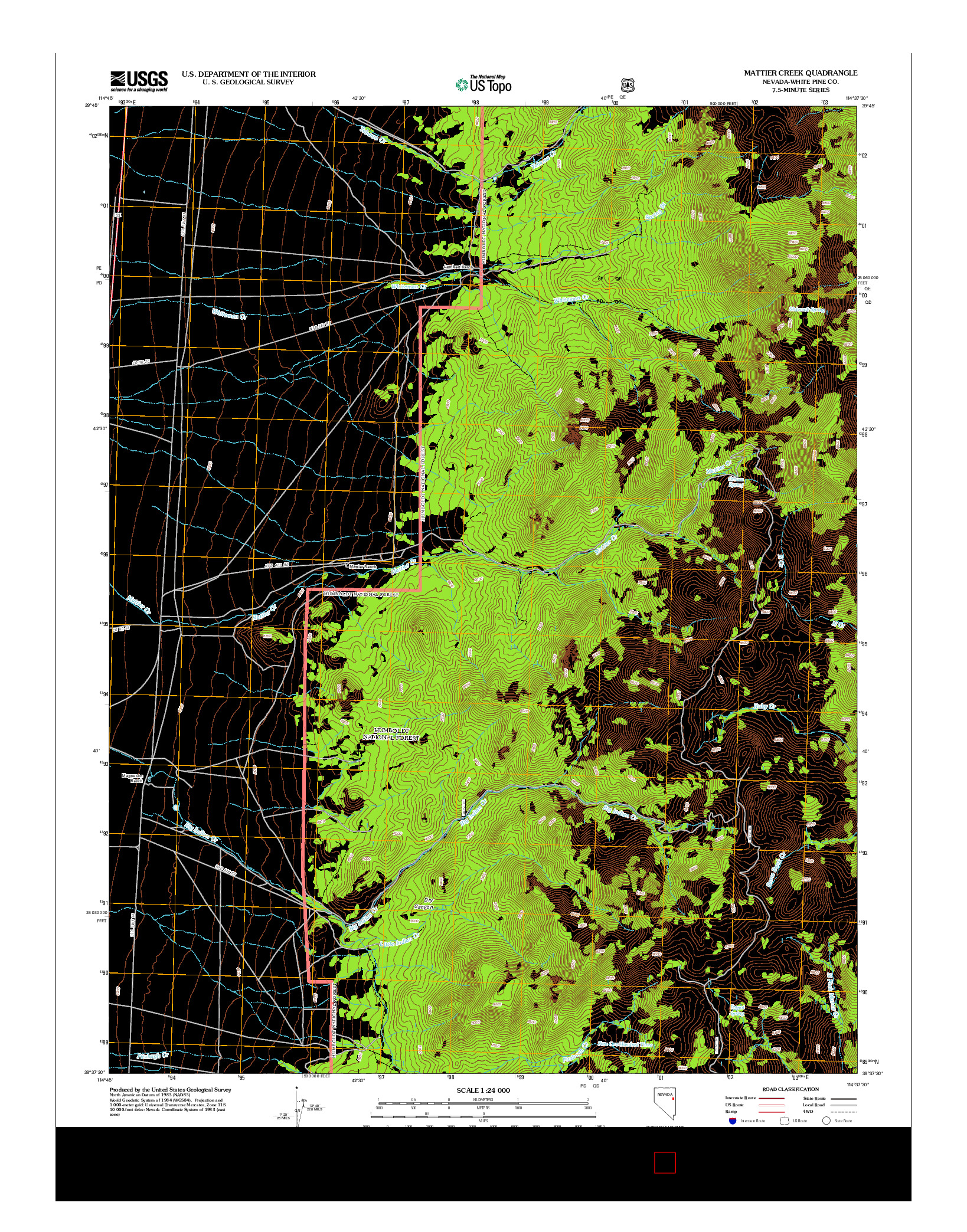 USGS US TOPO 7.5-MINUTE MAP FOR MATTIER CREEK, NV 2012