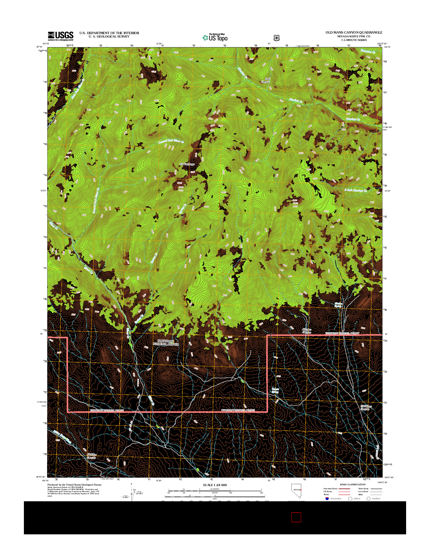 USGS US TOPO 7.5-MINUTE MAP FOR OLD MANS CANYON, NV 2012