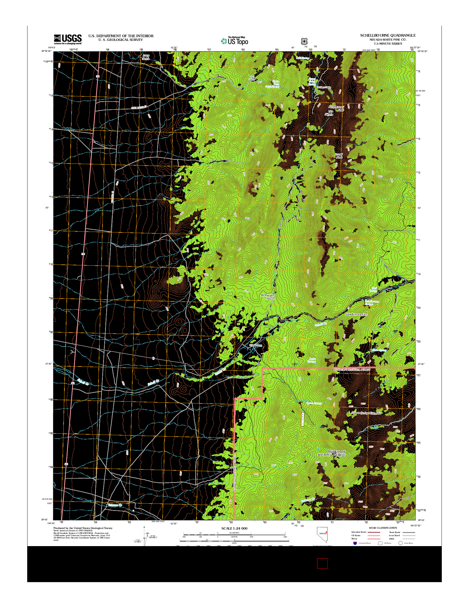 USGS US TOPO 7.5-MINUTE MAP FOR SCHELLBOURNE, NV 2012