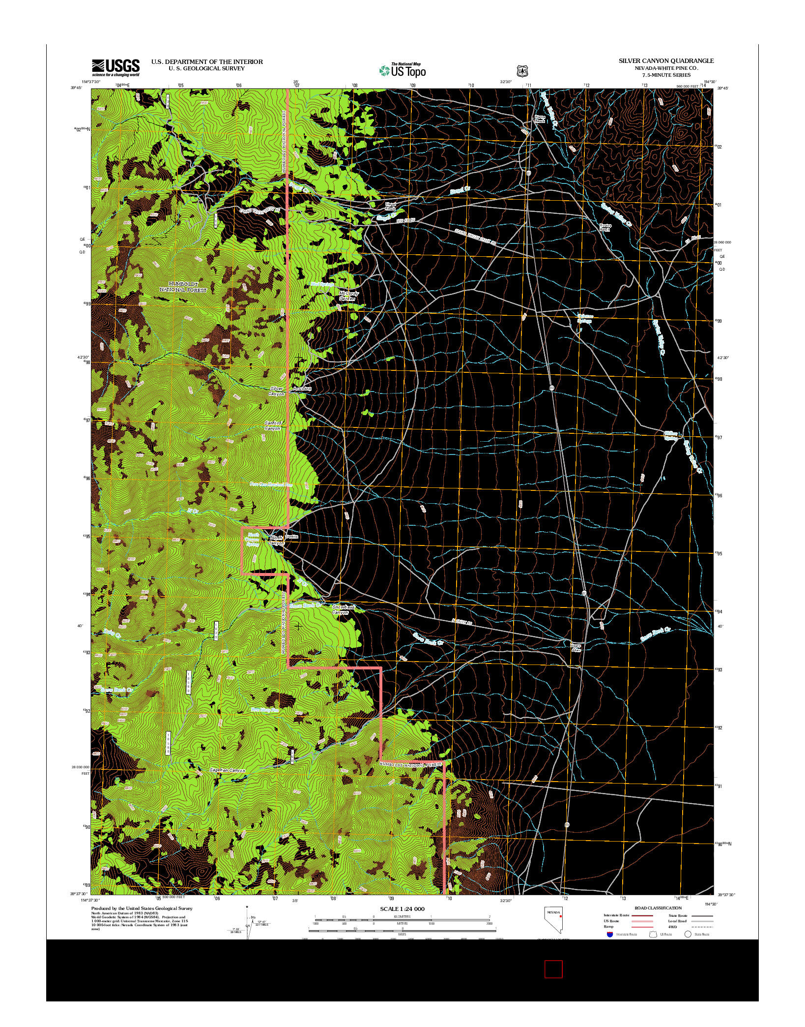 USGS US TOPO 7.5-MINUTE MAP FOR SILVER CANYON, NV 2012