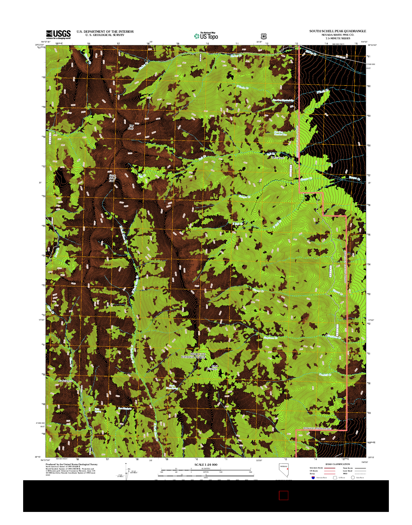 USGS US TOPO 7.5-MINUTE MAP FOR SOUTH SCHELL PEAK, NV 2012