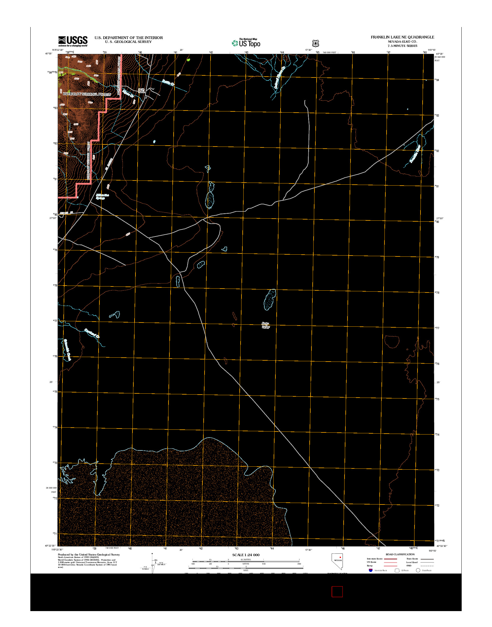 USGS US TOPO 7.5-MINUTE MAP FOR FRANKLIN LAKE NE, NV 2012