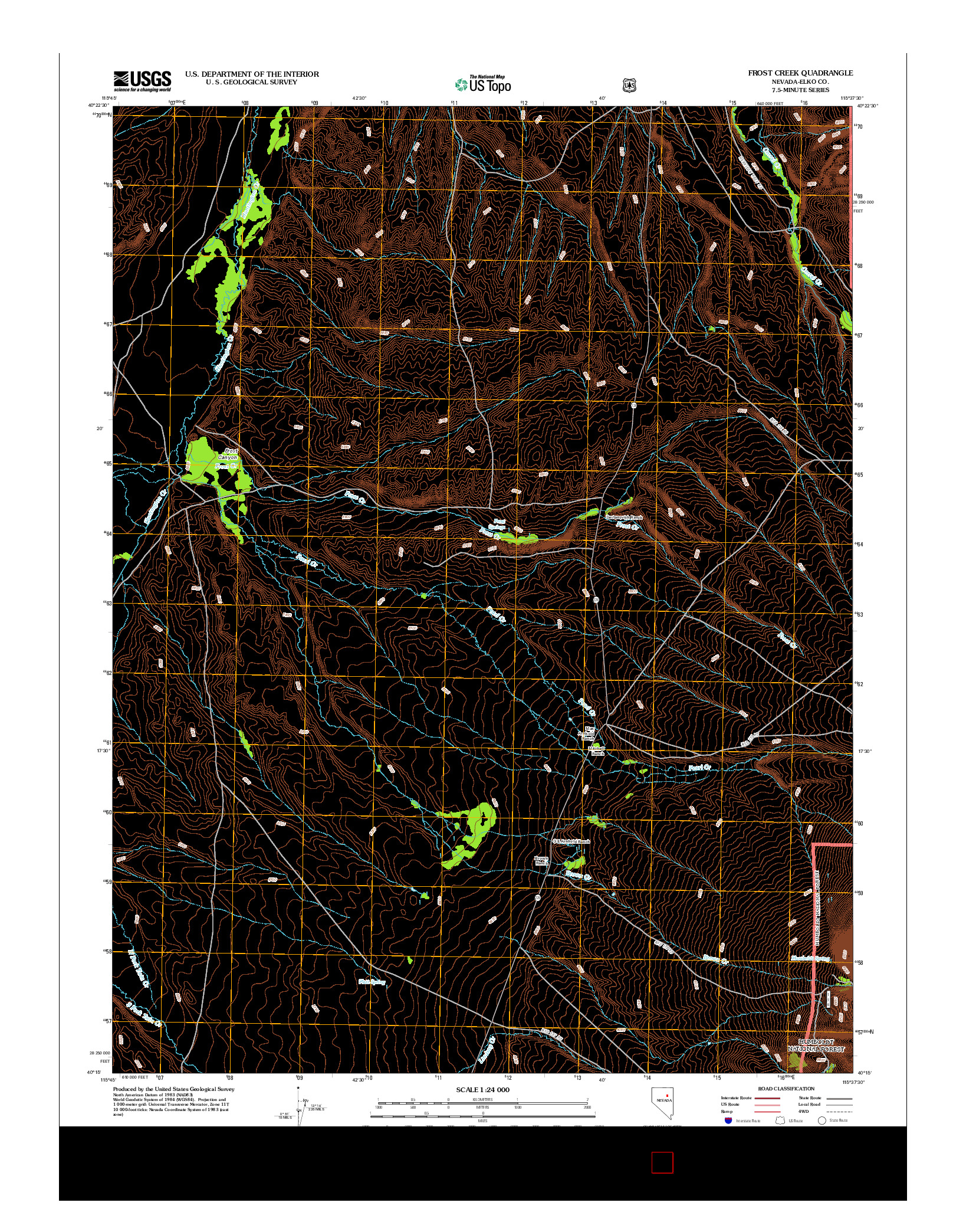 USGS US TOPO 7.5-MINUTE MAP FOR FROST CREEK, NV 2012