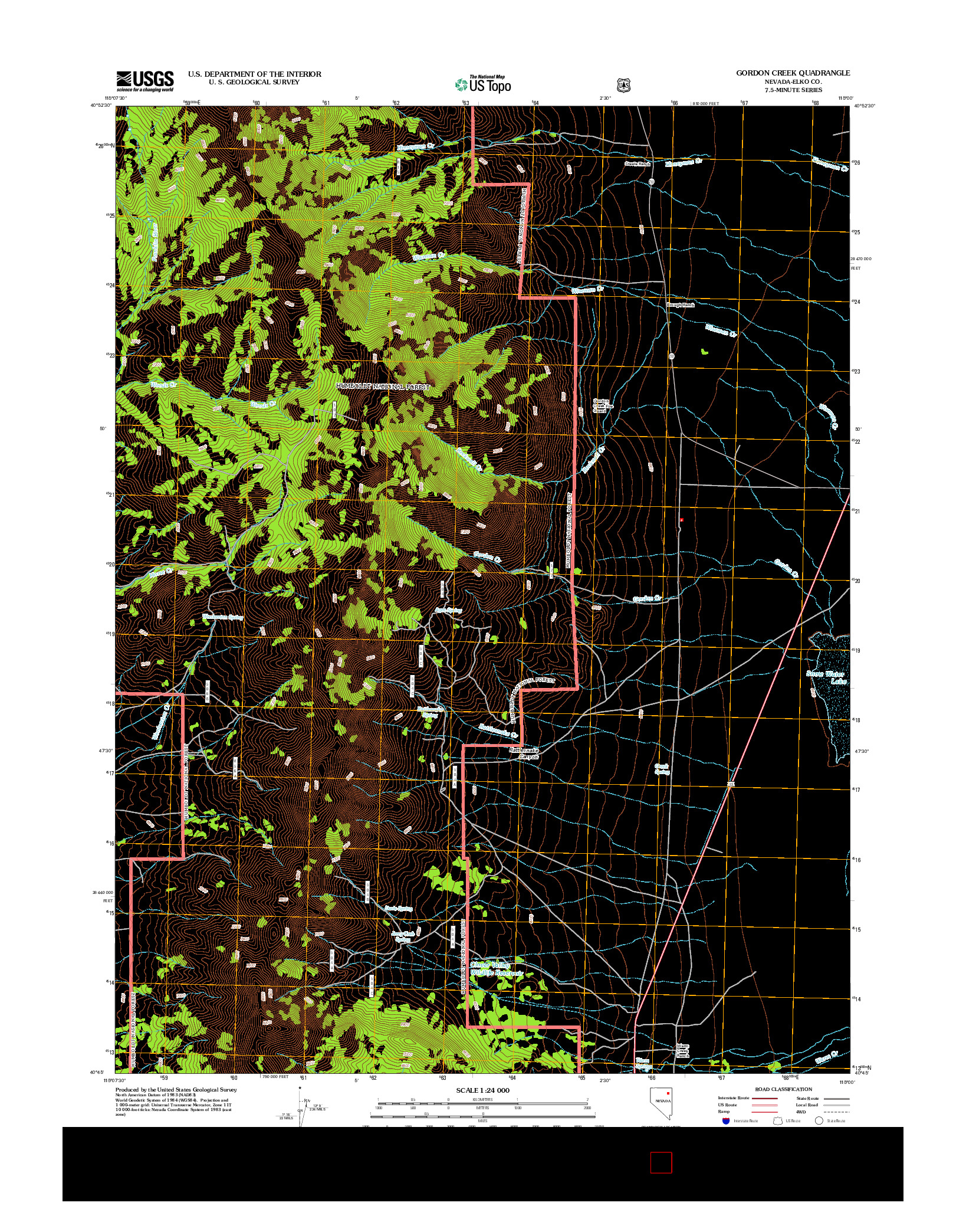 USGS US TOPO 7.5-MINUTE MAP FOR GORDON CREEK, NV 2012