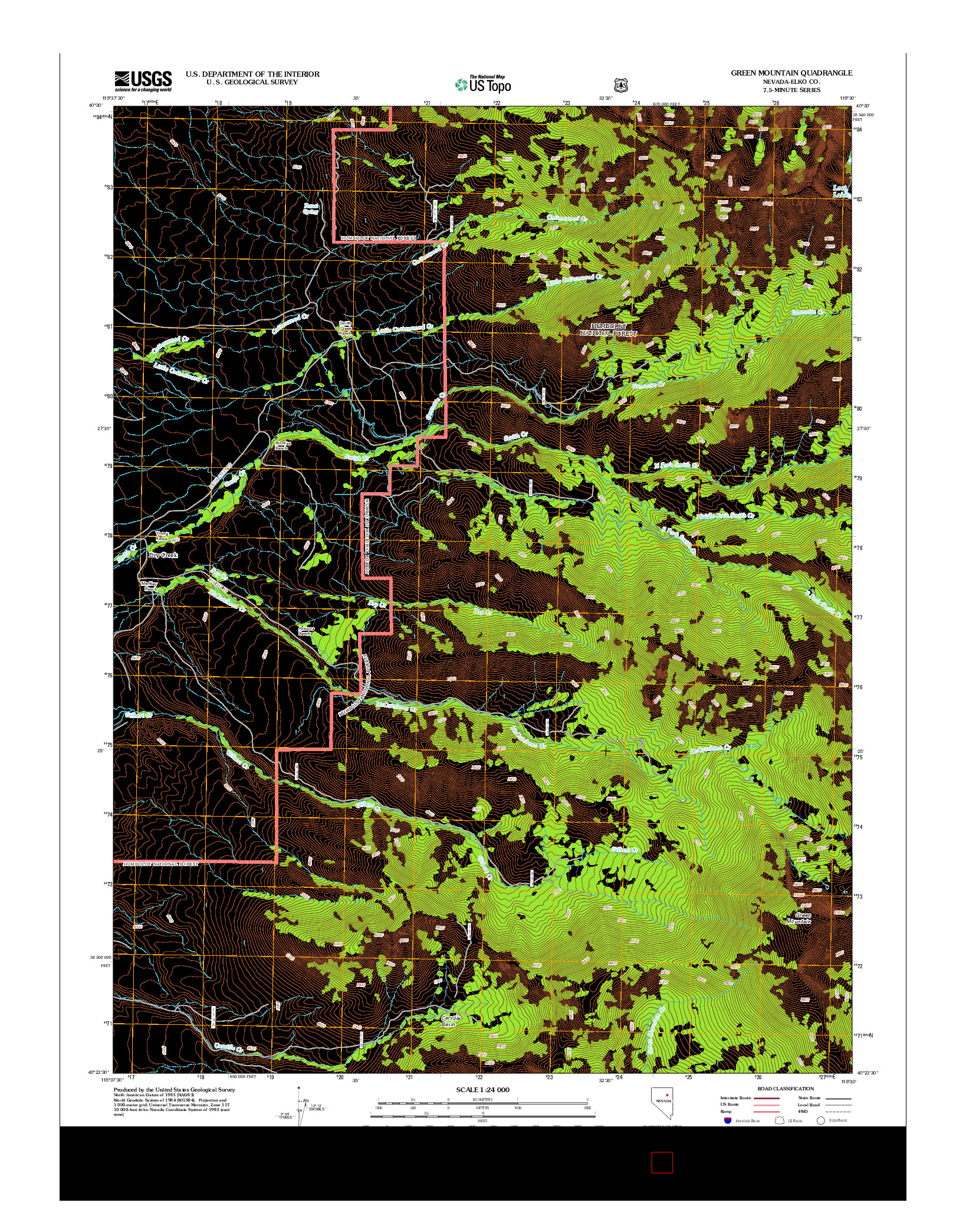 USGS US TOPO 7.5-MINUTE MAP FOR GREEN MOUNTAIN, NV 2012