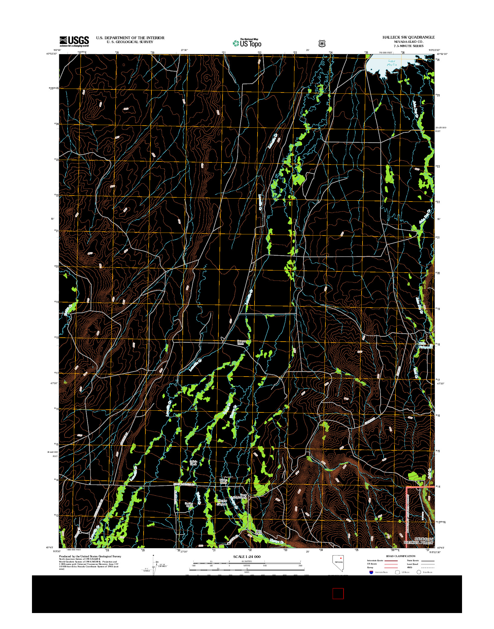 USGS US TOPO 7.5-MINUTE MAP FOR HALLECK SW, NV 2012